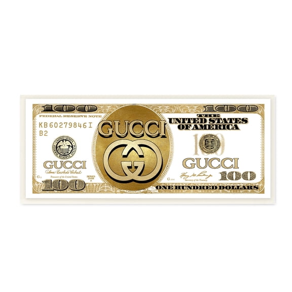 Stupell Industries Chic Fashion Money Dollar Bill Glam Design Wood Wall Art, 17 x 7, Design by Madeline Blake