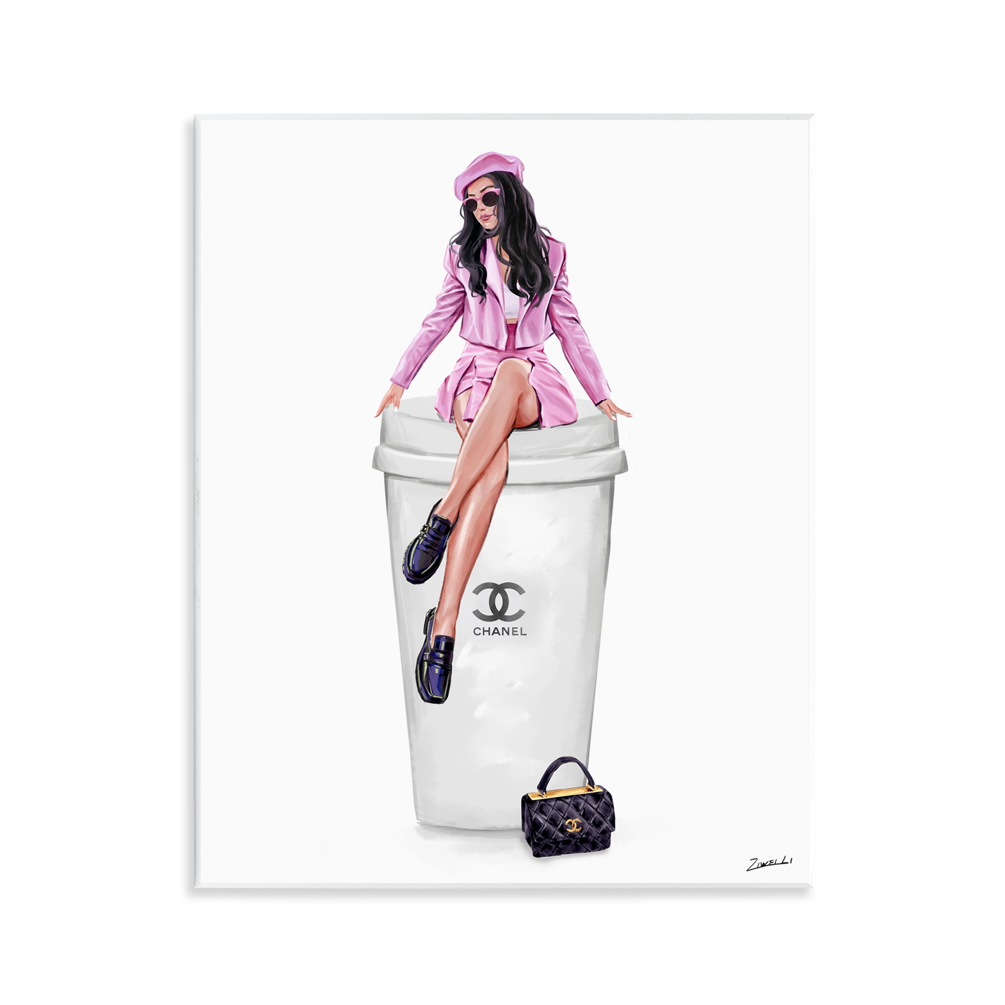 Stupell Industries Chic Fashionista Atop Coffee People Painting Unframed Art Print Wall Art, 11 x 14