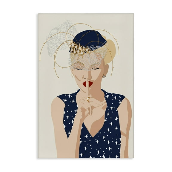 Stupell Industries Chic Fashionista Portrait Novelty Painting Gallery Wrapped Canvas Art Print Wall Art, 16 x 24