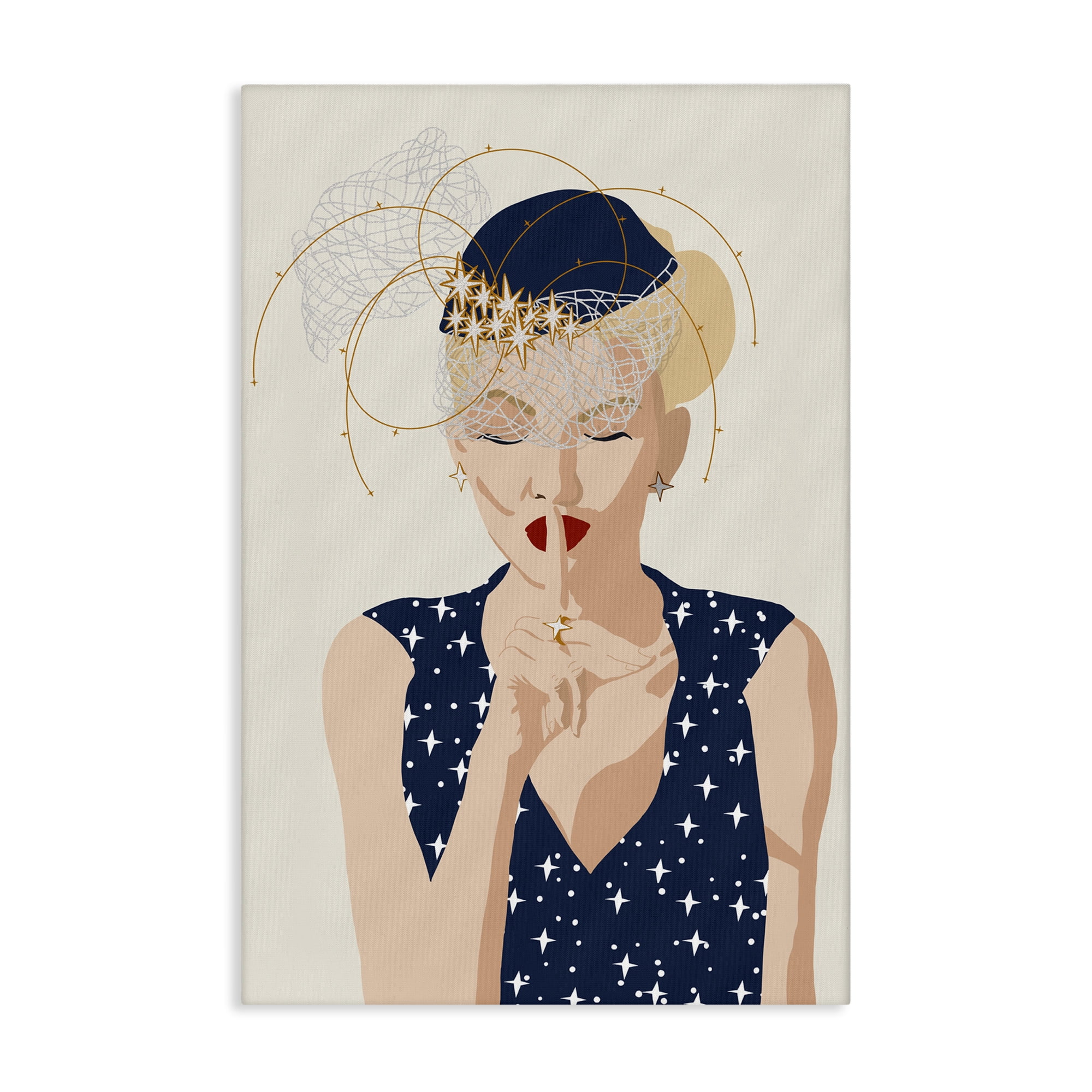 Stupell Industries Chic Fashionista Portrait Novelty Painting Gallery Wrapped Canvas Art Print Wall Art, 30 x 45