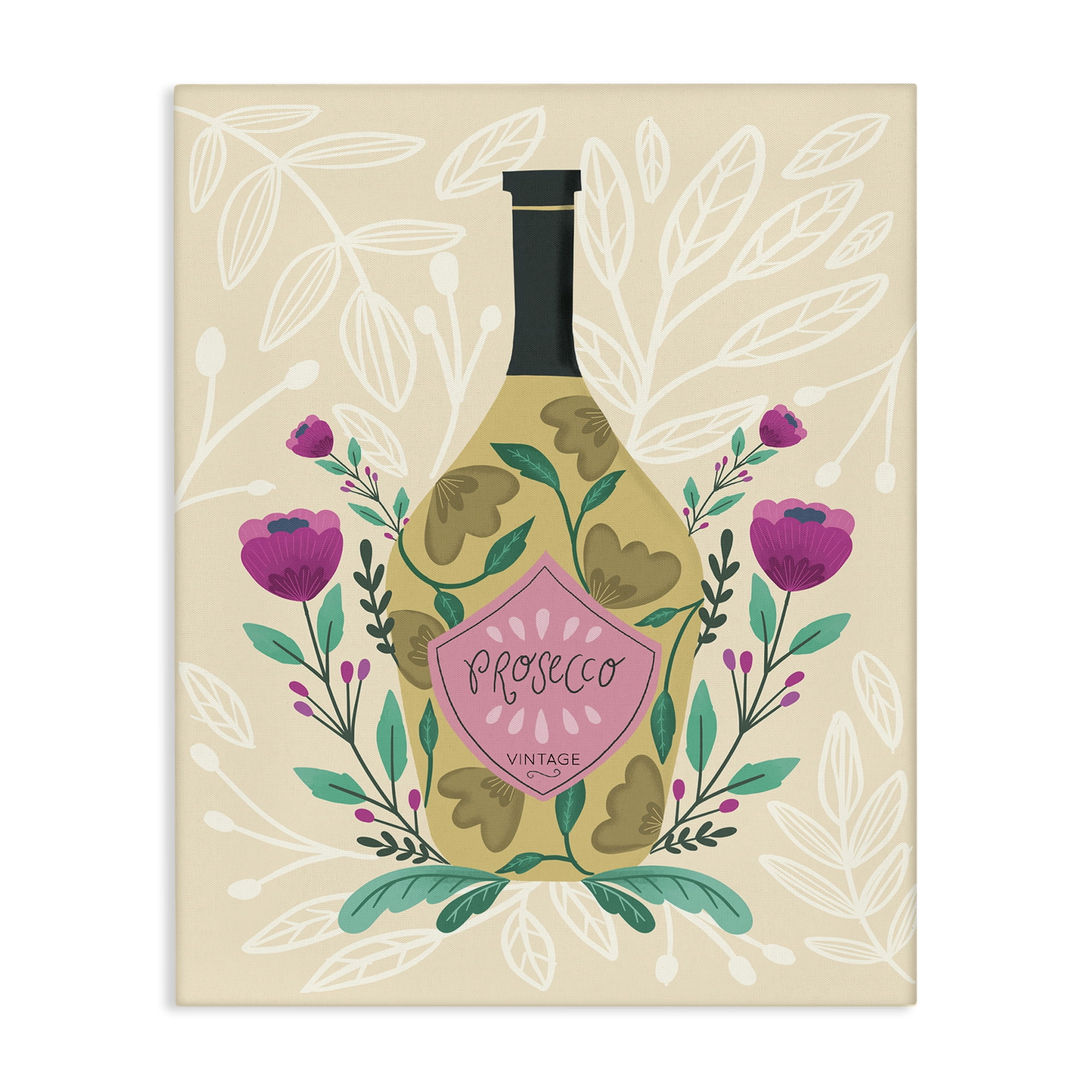 Stupell Industries Chic Floral Alcohol Bottle Food & Beverage Painting Wrapped Canvas Art Print Wall Art, 16 x 20