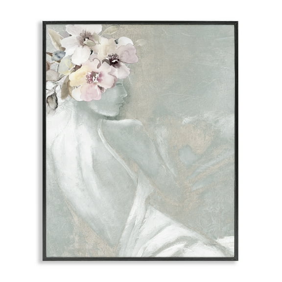 Stupell Industries Chic Floral Woman Novelty Painting Black Framed Art Print Wall Art, 11 x 14
