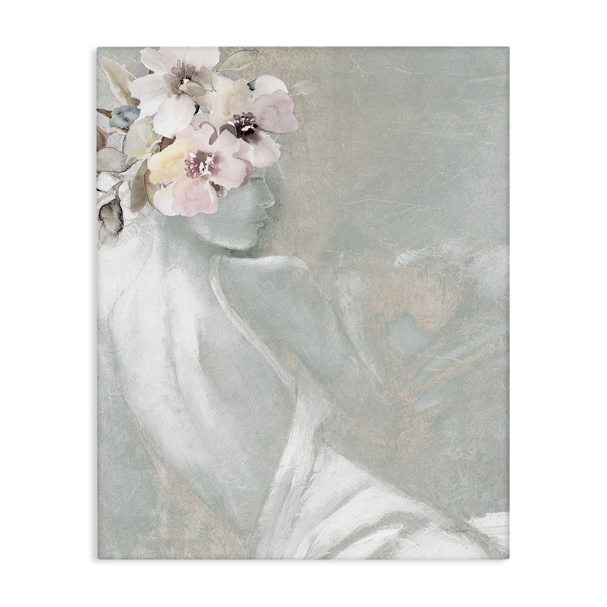 Stupell Industries Chic Floral Woman Novelty Painting Gallery Wrapped Canvas Art Print Wall Art, 30 x 40