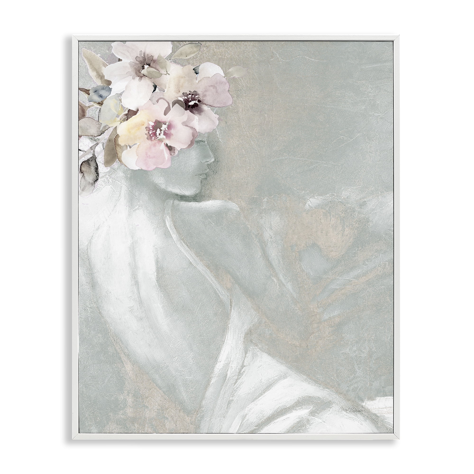 Stupell Industries Chic Floral Woman Novelty Painting White Framed Art Print Wall Art, 16 x 20