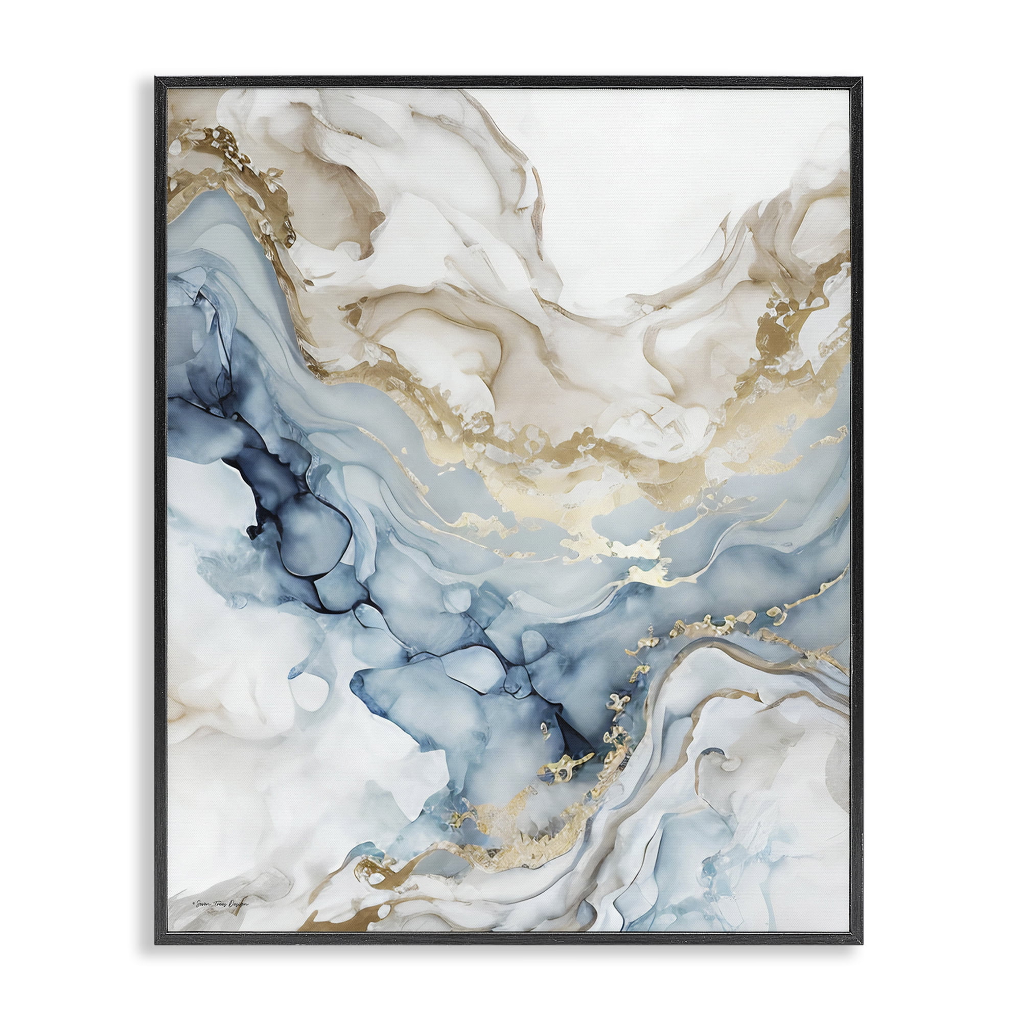 Stupell Industries Chic Geode Pattern Abstract Painting Black Framed Art Print Wall Art, 16 x 20