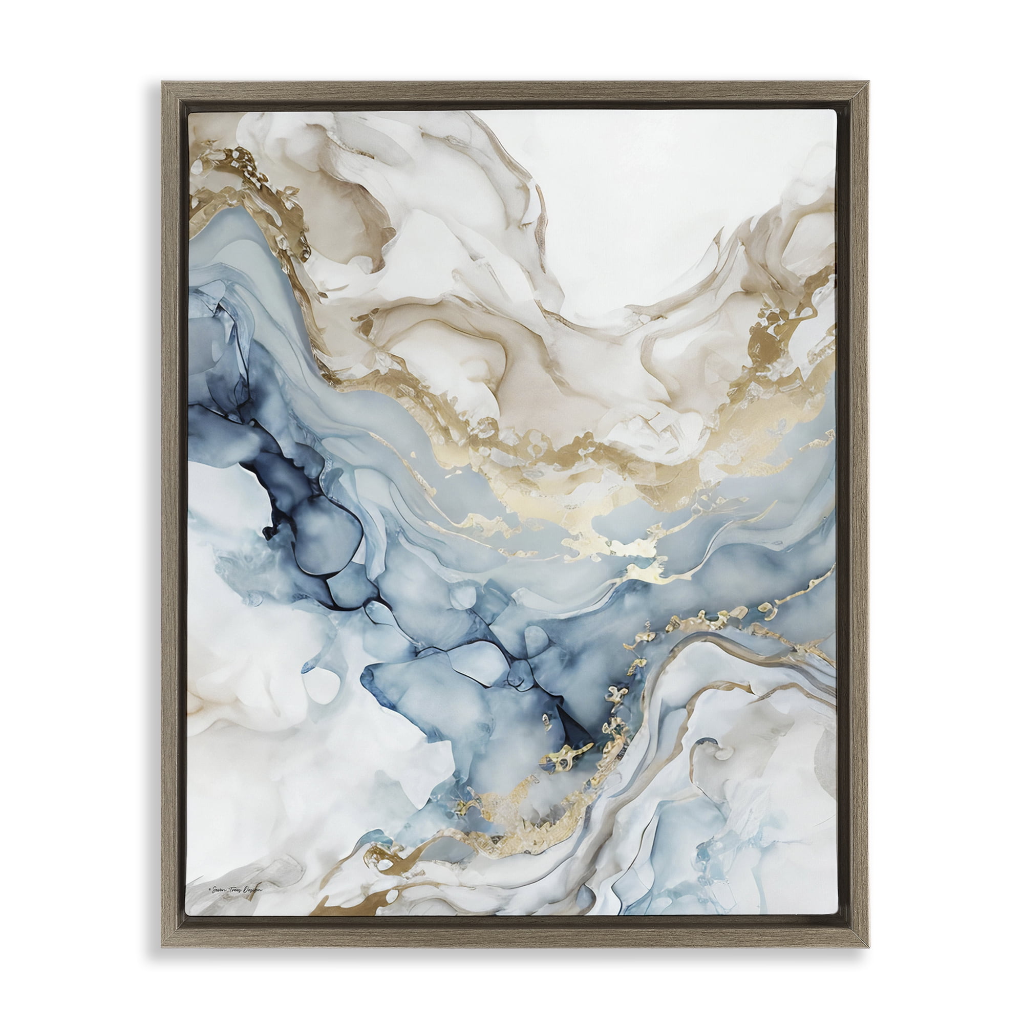 Stupell Industries Chic Geode Pattern Abstract Painting Brown Floater Framed Canvas Art Print Wall Art, 17 x 21