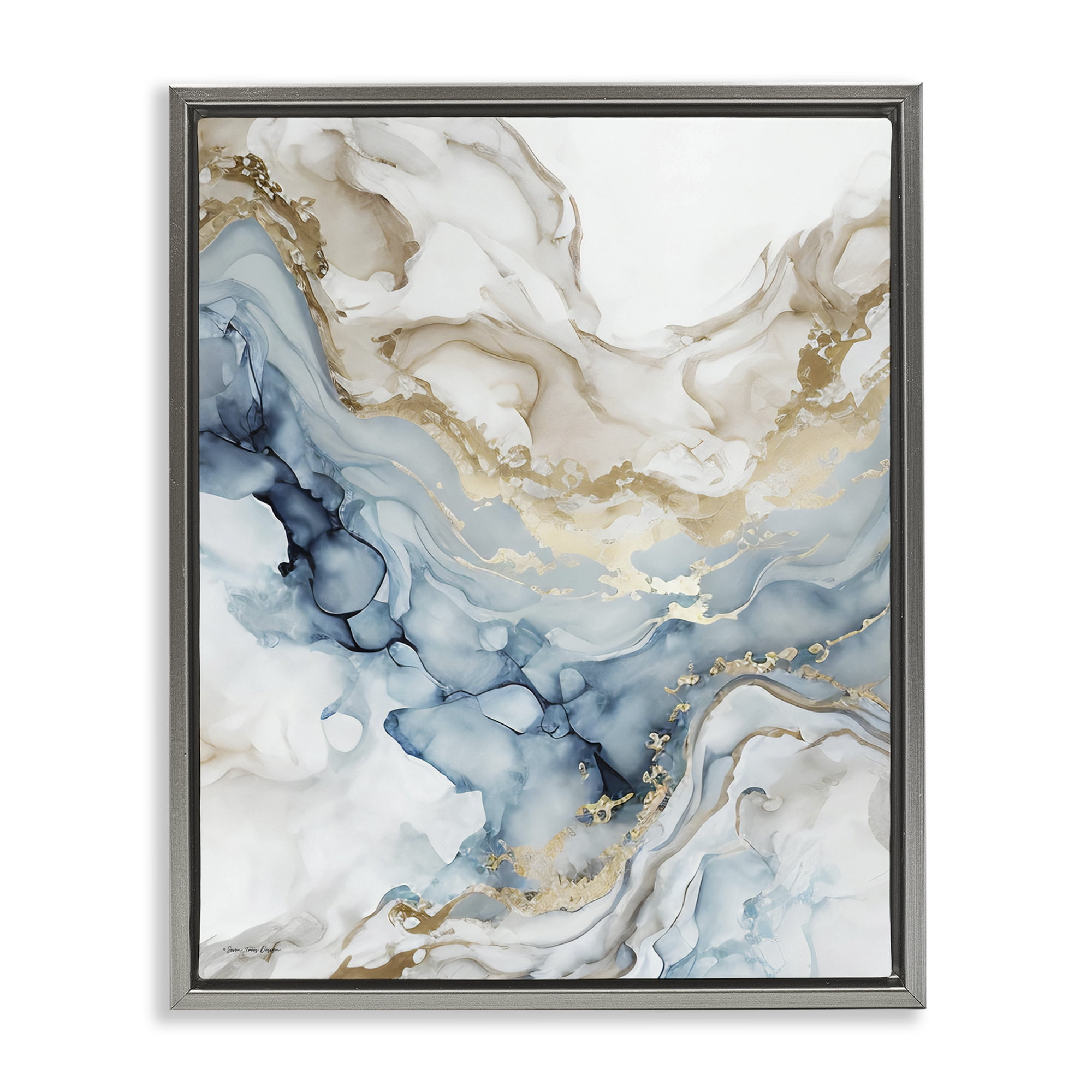 Stupell Industries Chic Geode Pattern Abstract Painting Gray Floater Framed Canvas Art Print Wall Art, 25 x 31