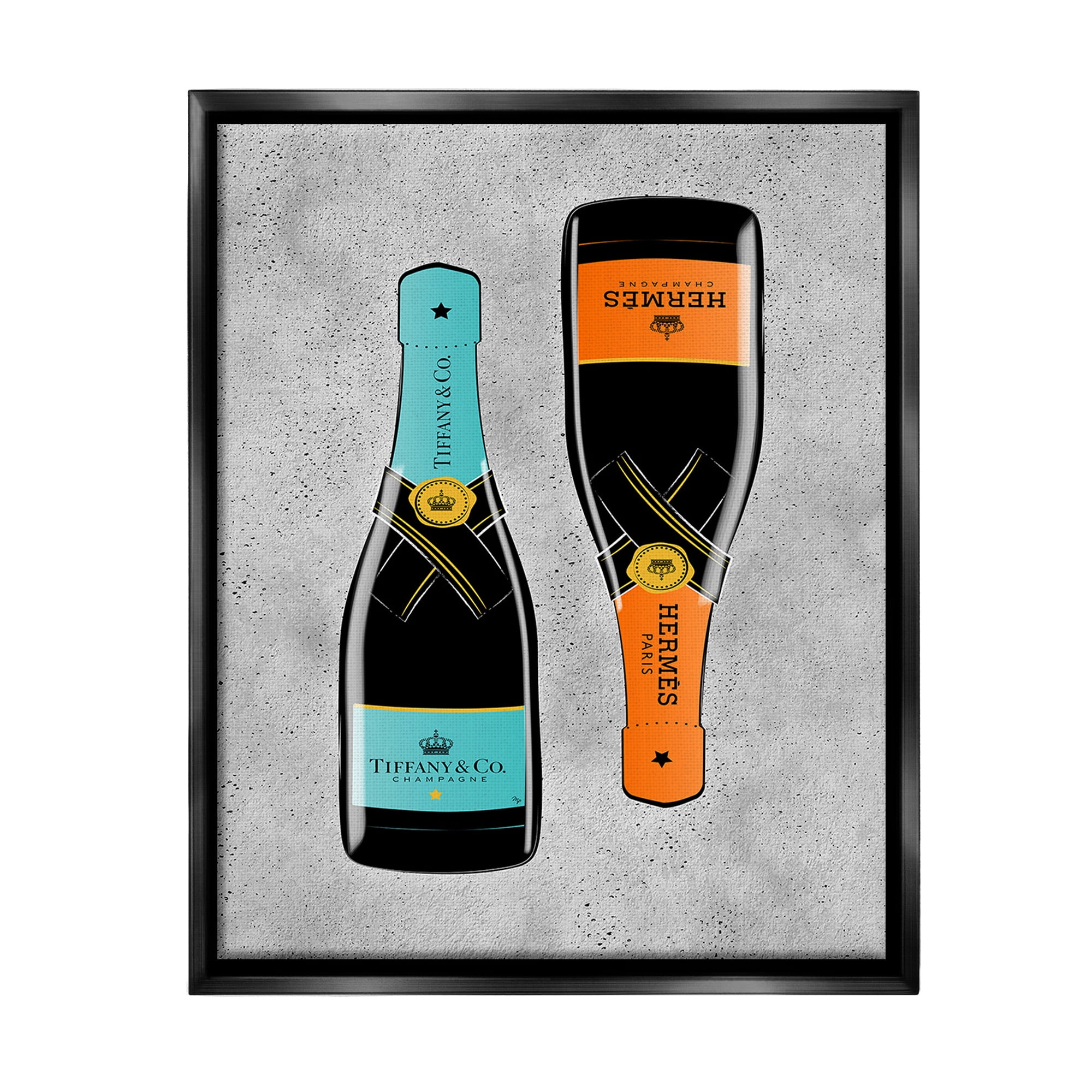 Stupell Industries Chic Glam Champagne Food & Beverage Painting Black Floater Framed Canvas Art Print Wall Art, 17 x 21