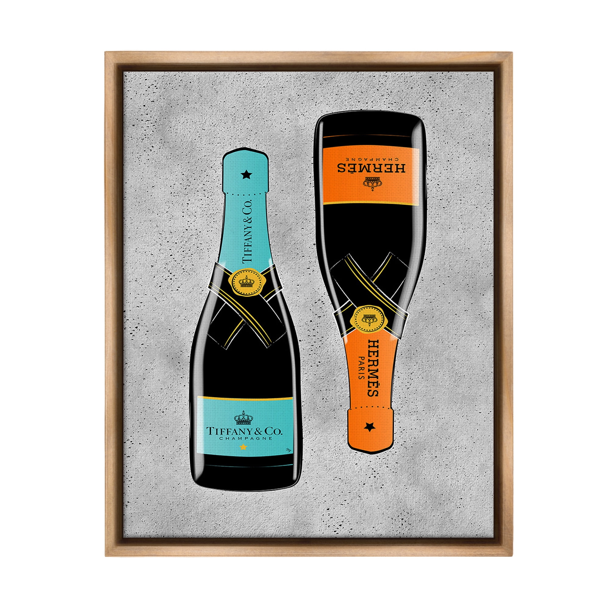 Stupell Industries Chic Glam Champagne Food & Beverage Painting Brown Floater Framed Canvas Art Print Wall Art, 25 x 31