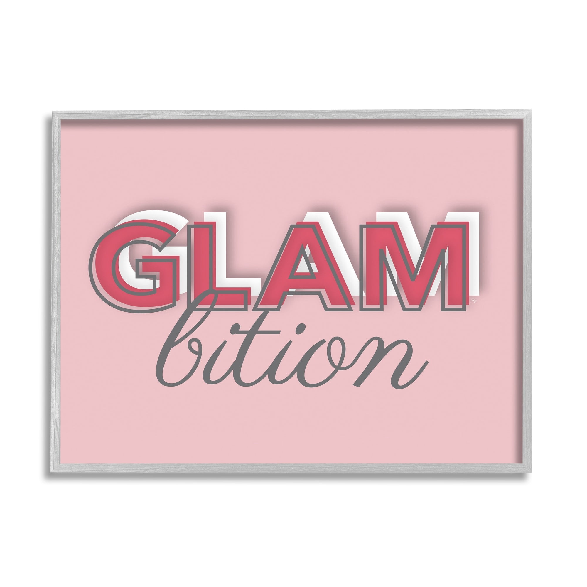 Stupell Industries Chic Glambition Typography Trendy Fashion Text Graphic Art Gray Framed Art Print Wall Art, Design by Martina Pavlova