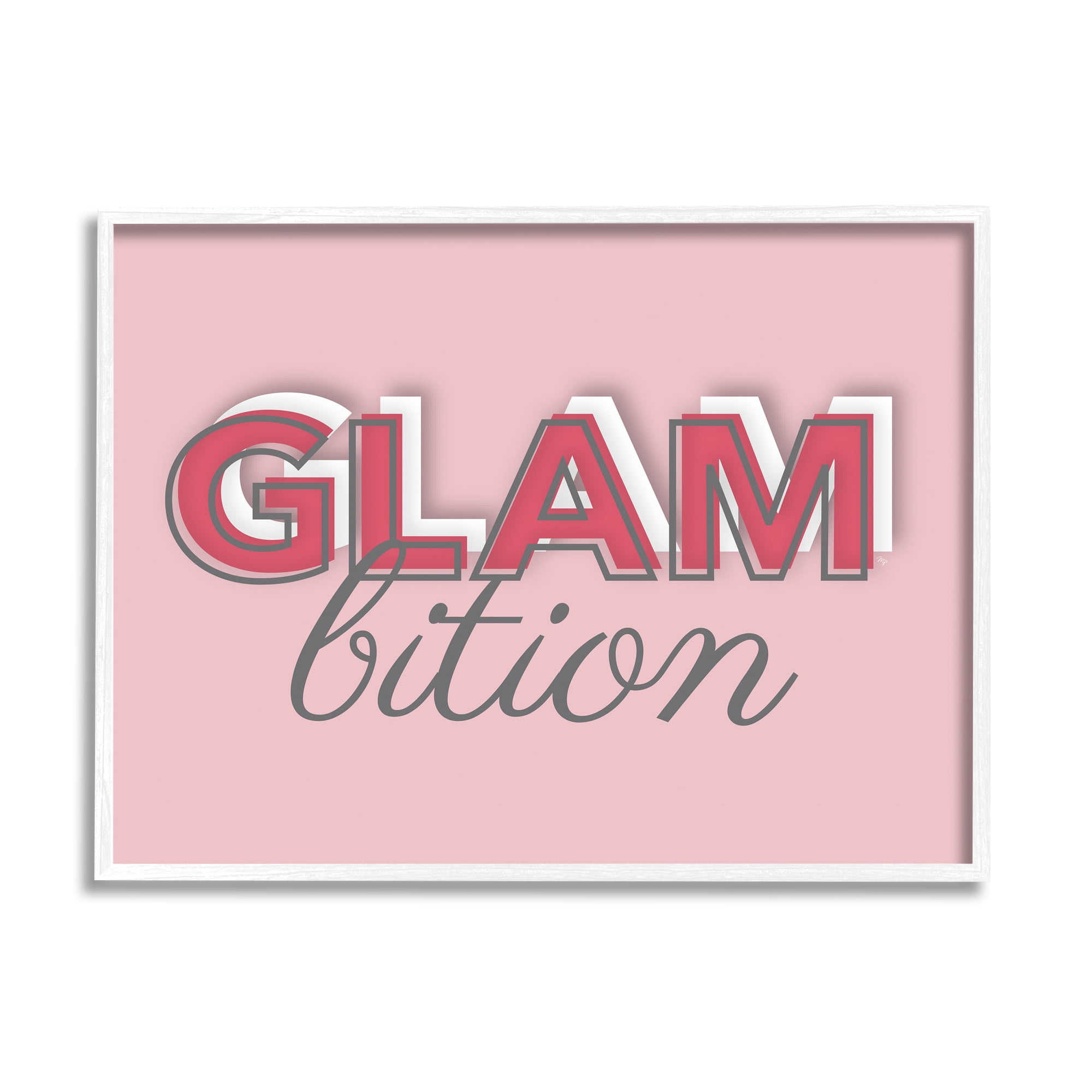 Stupell Industries Chic Glambition Typography Trendy Fashion Text Graphic Art White Framed Art Print Wall Art, Design by Martina Pavlova
