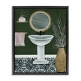 Stupell Industries Chic Green Bathroom Typography Painting Black Floater Framed Canvas Art Print