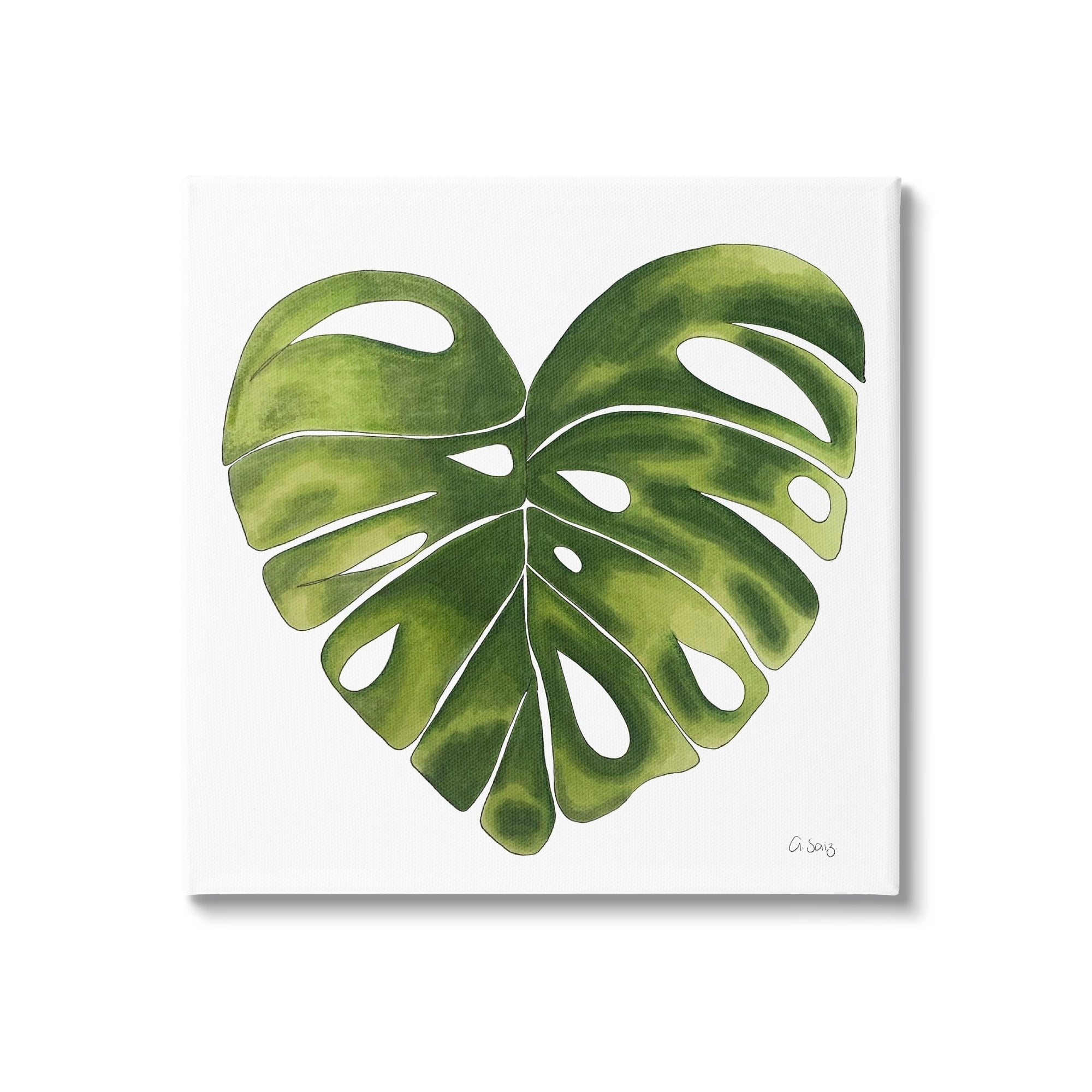 Stupell Industries Chic Green Monstera House Plant Leaf Botanical Canvas Wall Art, 24 x 24, Design by Ale Saiz Studio