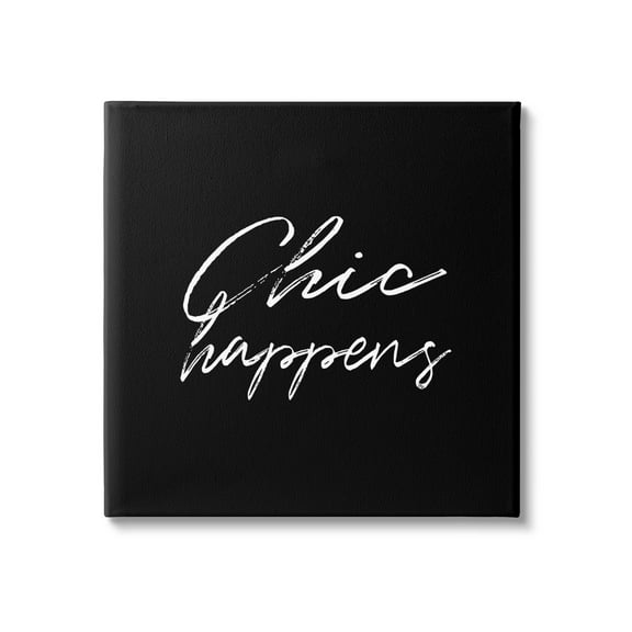 Stupell Industries Chic Happens on Black Beauty & Fashion Painting Gallery Wrapped Canvas Art Print Wall Art, 17 x 17