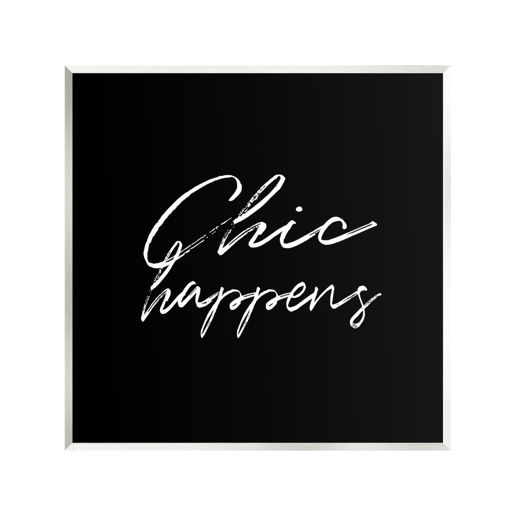 Stupell Industries Chic Happens on Black Beauty & Fashion Painting Unframed Art Print Wall Art, 12 x 12