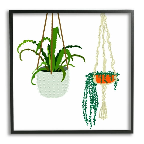 Stupell Industries Chic Indoor Potted Plants Modern Fern Foliage Botanical & Floral Painting Black Framed Art Print Wall Art, 12 x 12