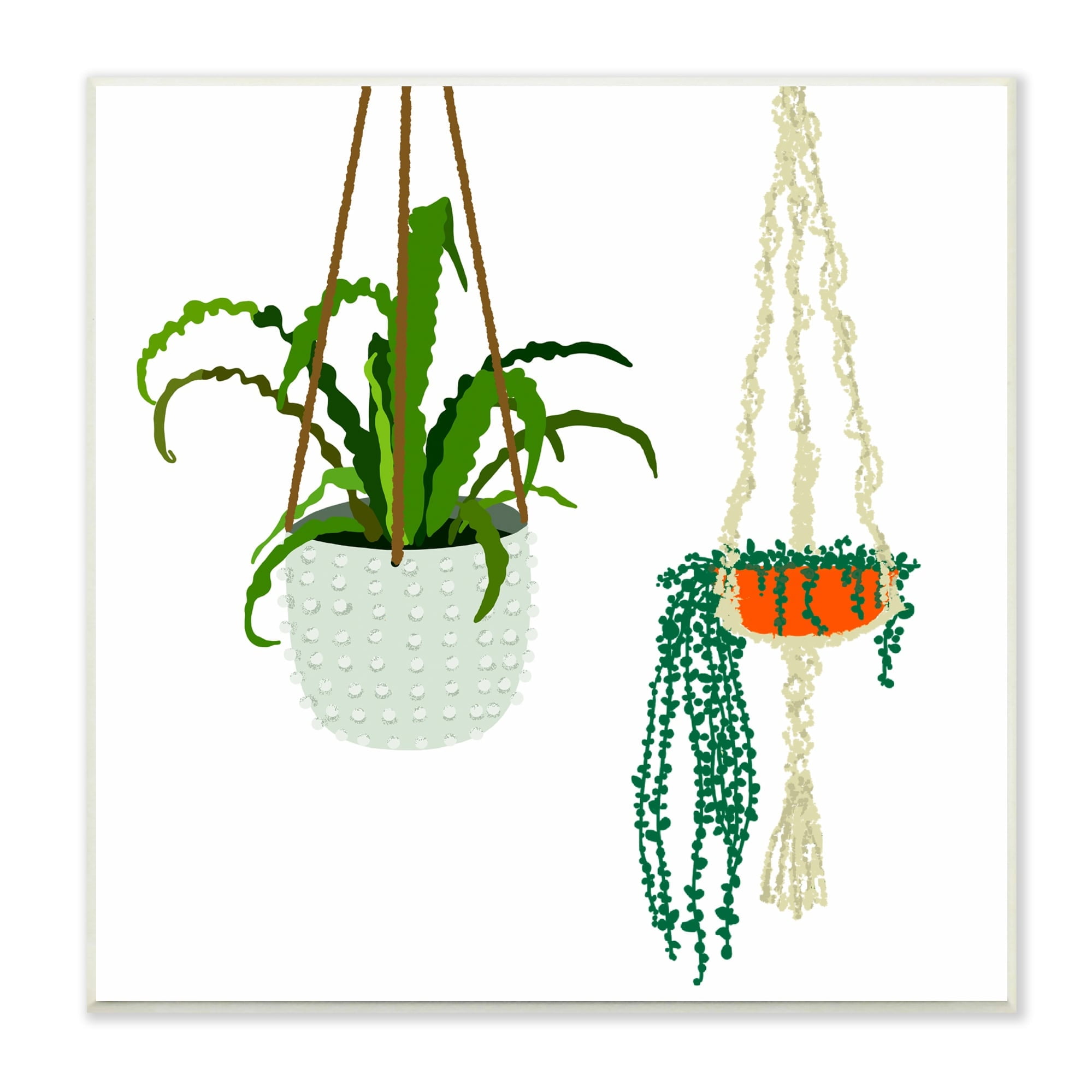 Modern Fern Foliage Botanical Wall Plaque in MDF Wood, 12" x 12"