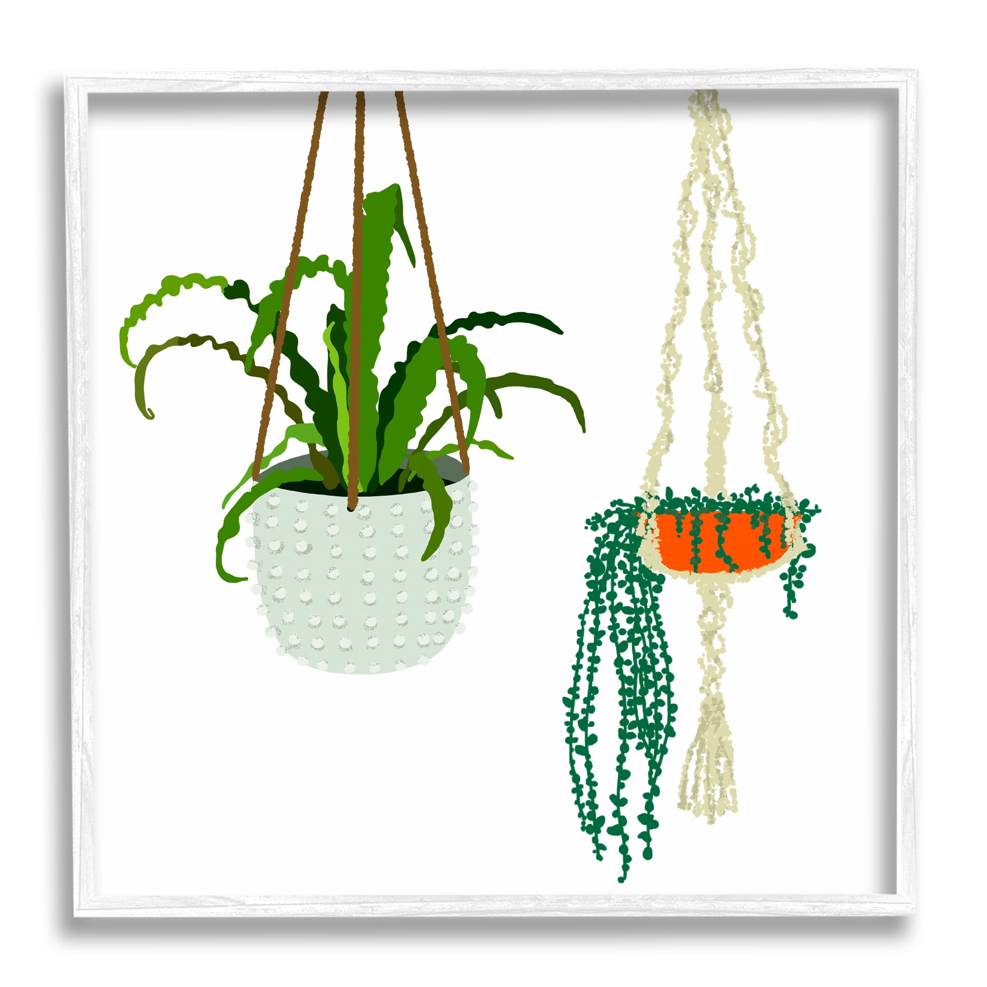 Stupell Industries Chic Indoor Potted Plants Modern Fern Foliage Botanical & Floral Painting White Framed Art Print Wall Art, 12 x 12