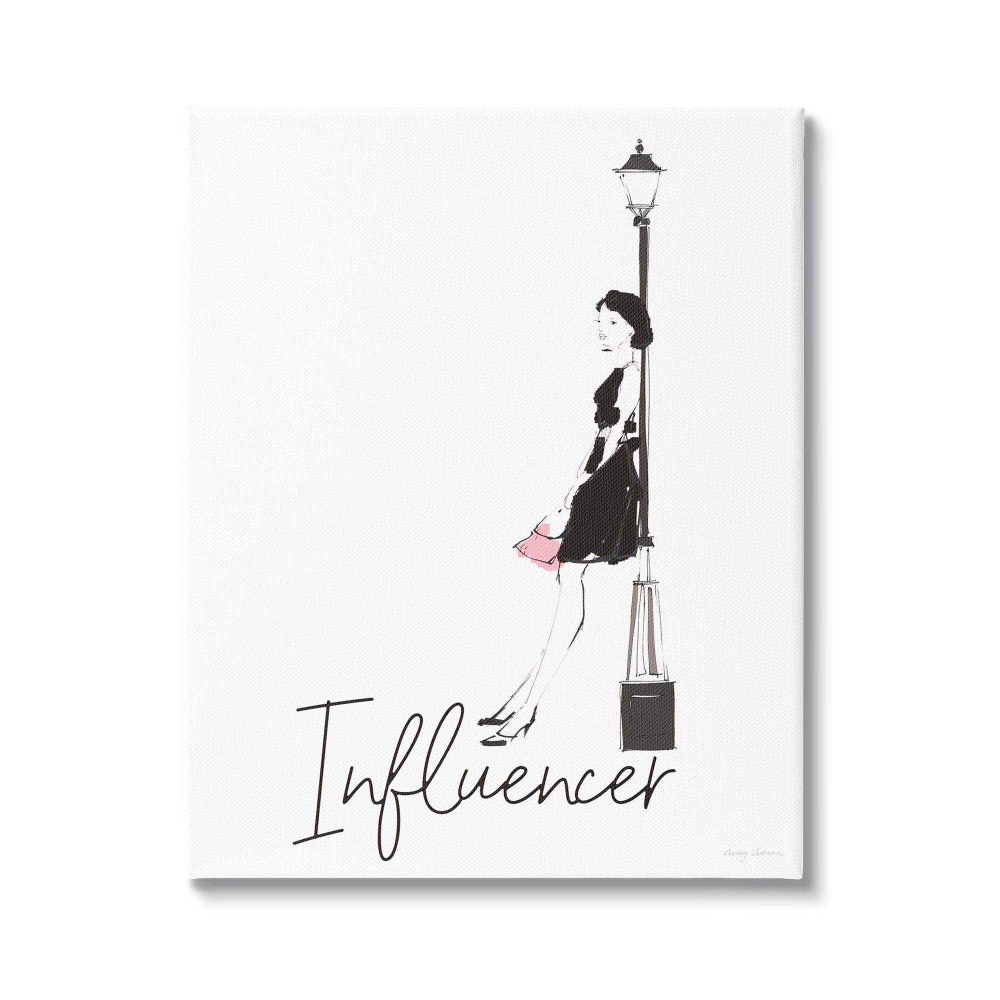 Stupell Industries Chic Influencer Calligraphy Woman Leaning Lamp Post Graphic Art Gallery Wrapped Canvas Print Wall Art, Design by Avery Tillmon