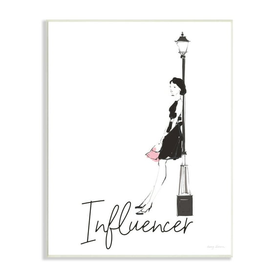 Stupell Industries Chic Influencer Calligraphy Woman Leaning Lamp Post Graphic Art Unframed Art Print Wall Art, Design by Avery Tillmon