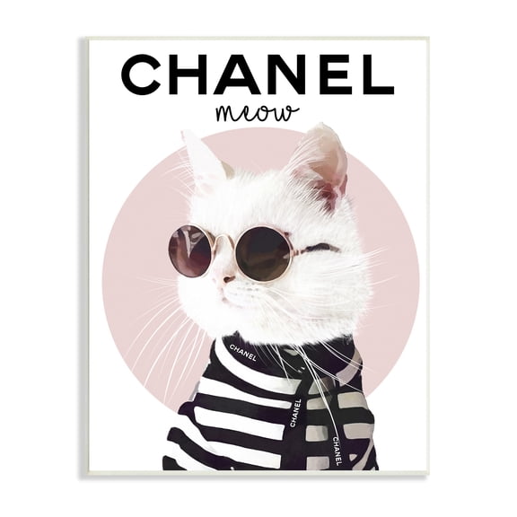 Stupell Industries Chic Kitty Cat Meow Glam Fashion Pink Circle, 10 x 15, Designed by Ros Ruseva