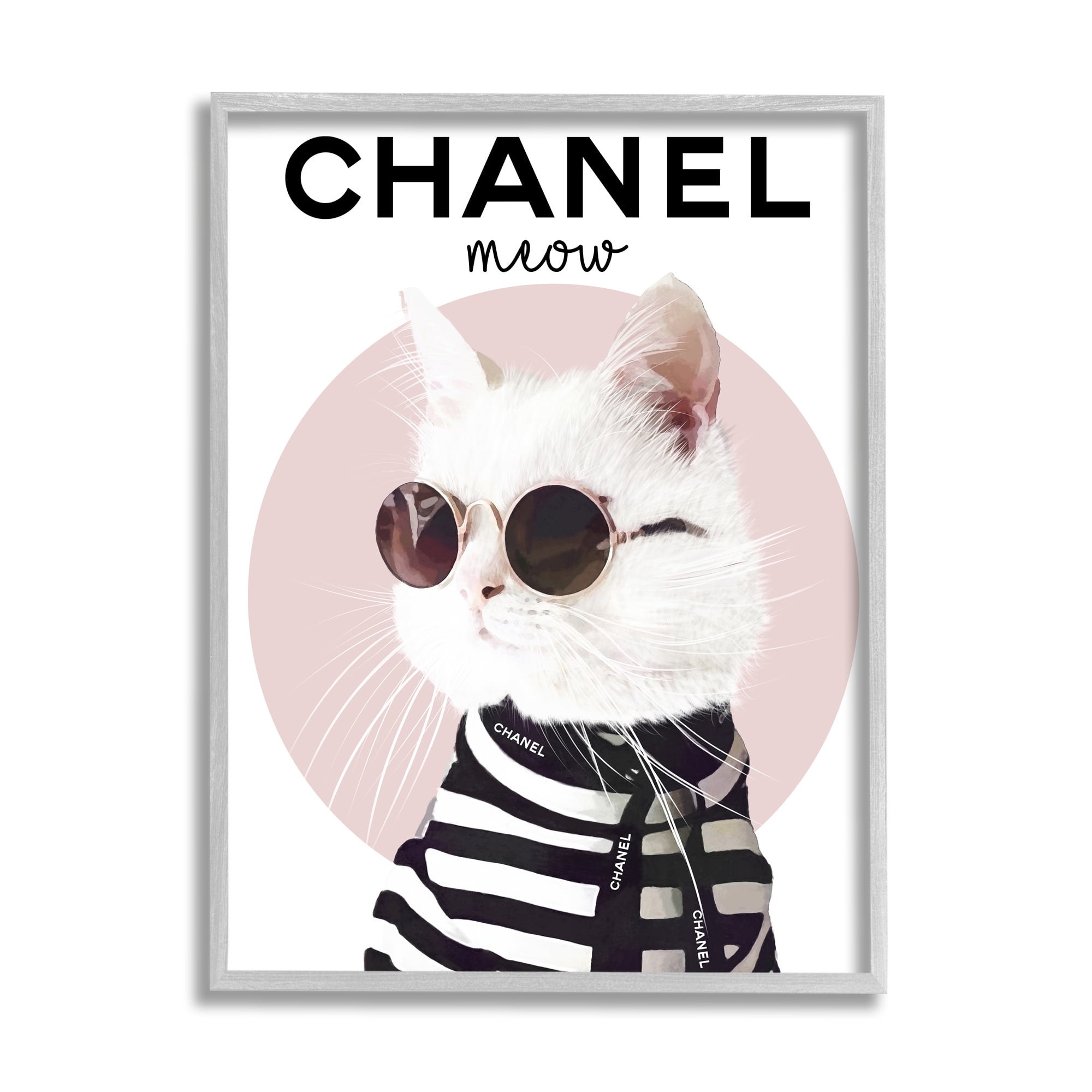 Stupell Industries Chic Kitty Cat Meow Glam Fashion Pink Circle, 11 x 14, Designed by Ros Ruseva
