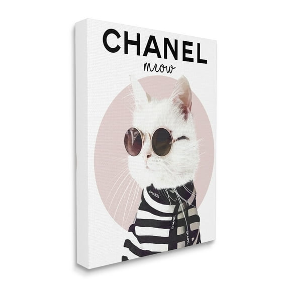 Stupell Industries Chic Kitty Cat Meow Glam Fashion Pink Circle, 16 x 20, Designed by Ros Ruseva