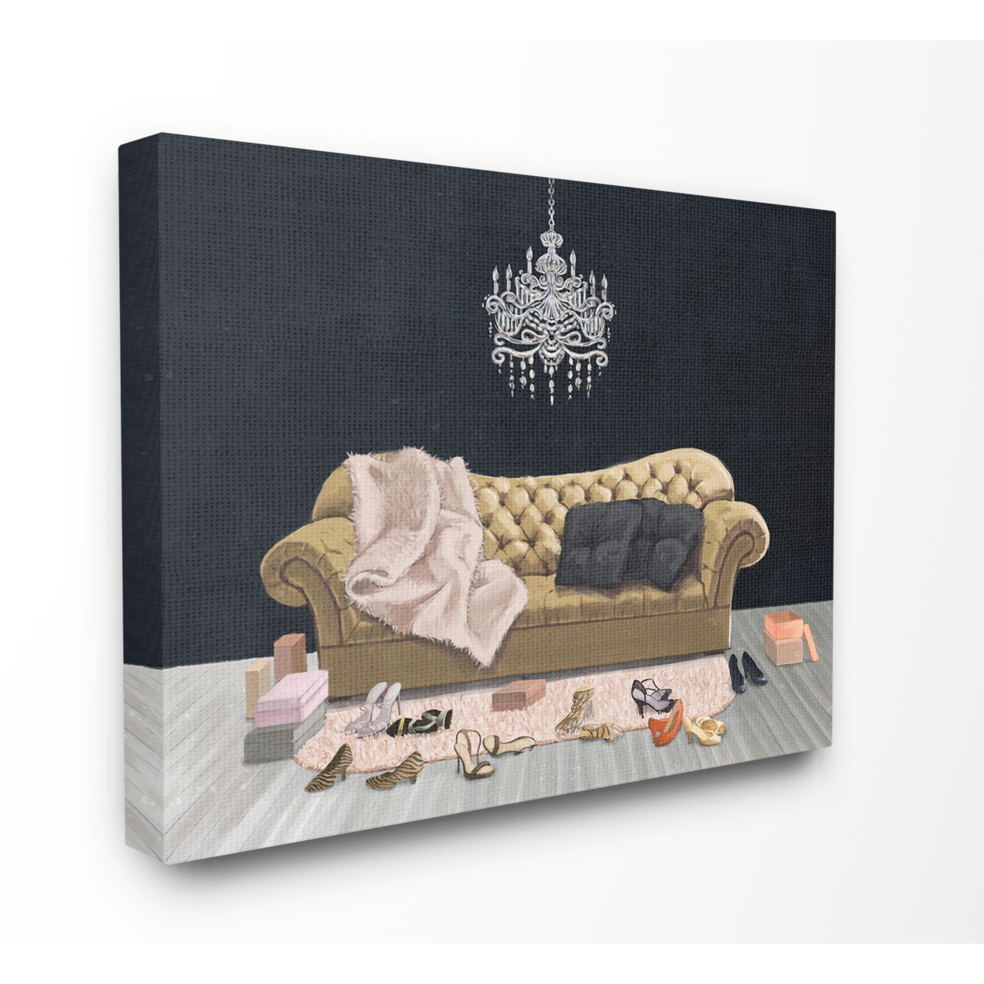 Stupell Industries Chic Living Room Pink Black Painting Canvas Wall Art by Ziwei Li