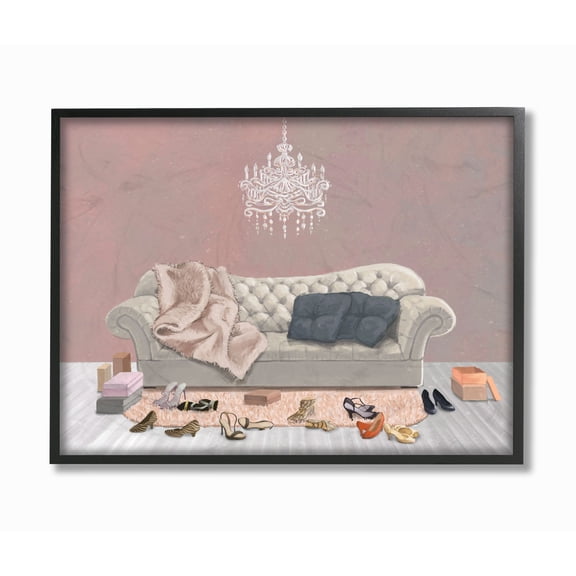 Stupell Industries Chic Living Room Pink Gray Painting Framed Wall Art by Ziwei Li