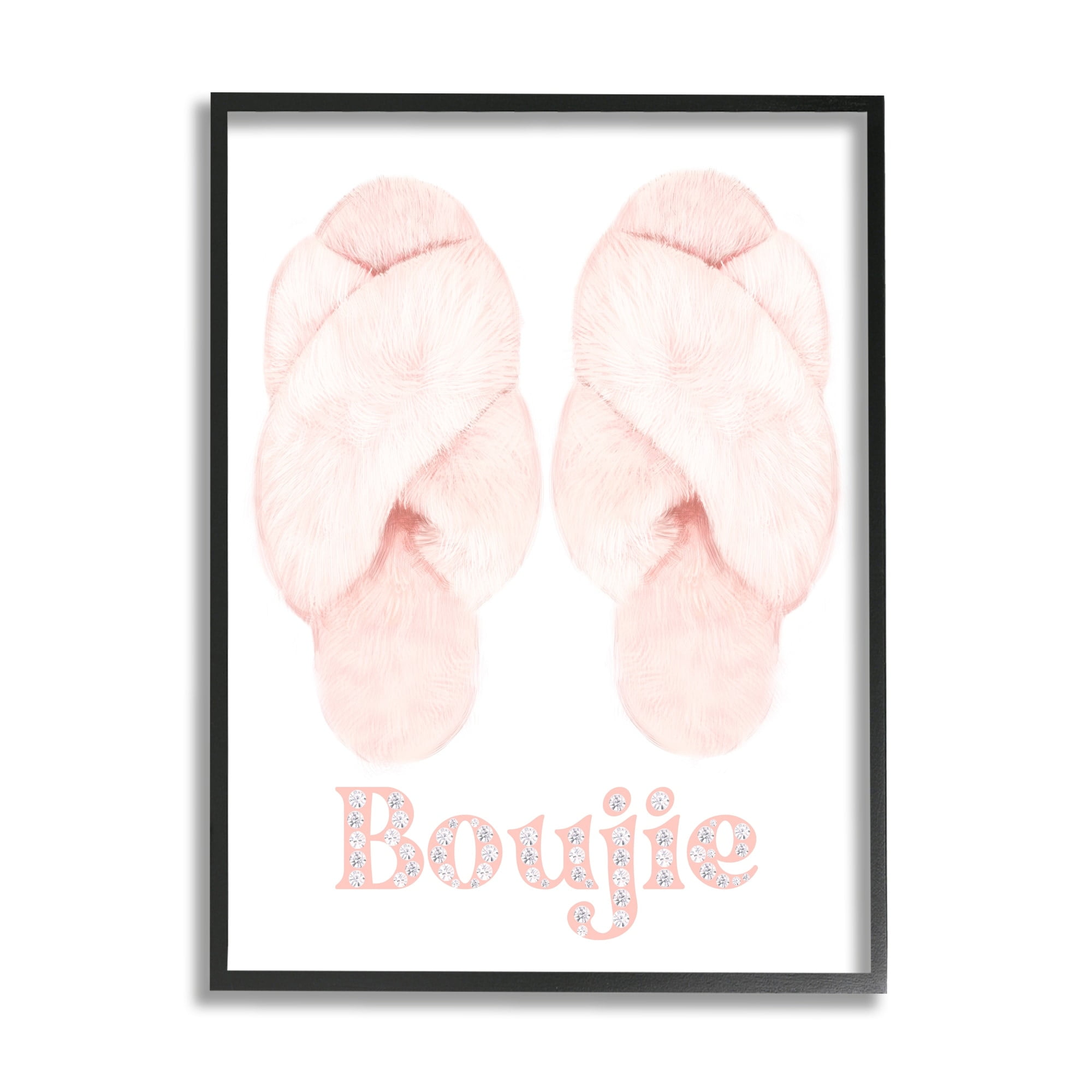 Stupell Industries Chic Luxury Slippers Glam Boujie Fashion Text Graphic Art Black Framed Art Print Wall Art, Design by Ziwei Li