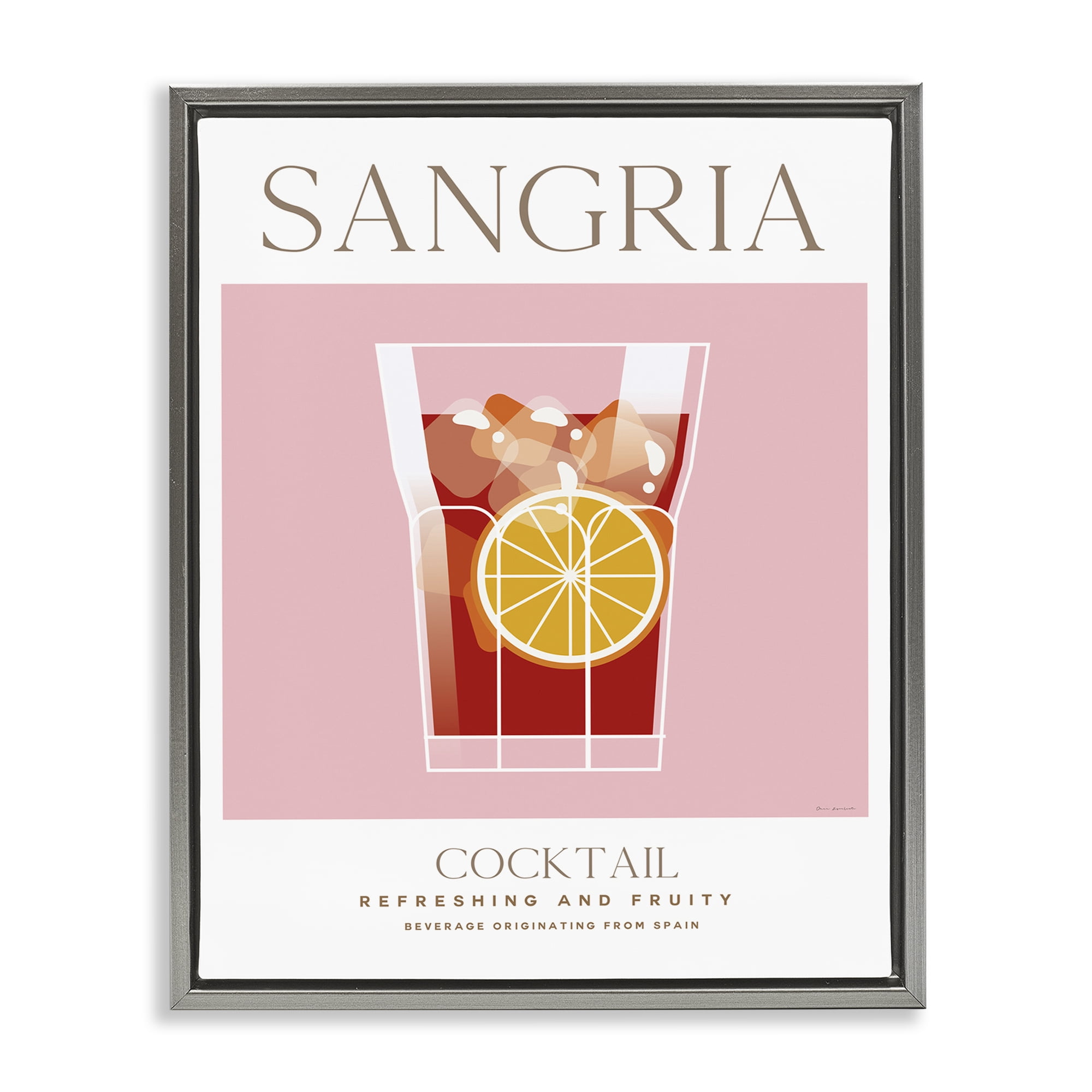 Stupell Industries Chic Minimal Sangria Food & Beverage Painting Gray Floater Framed Canvas Art Print Wall Art, 17 x 21
