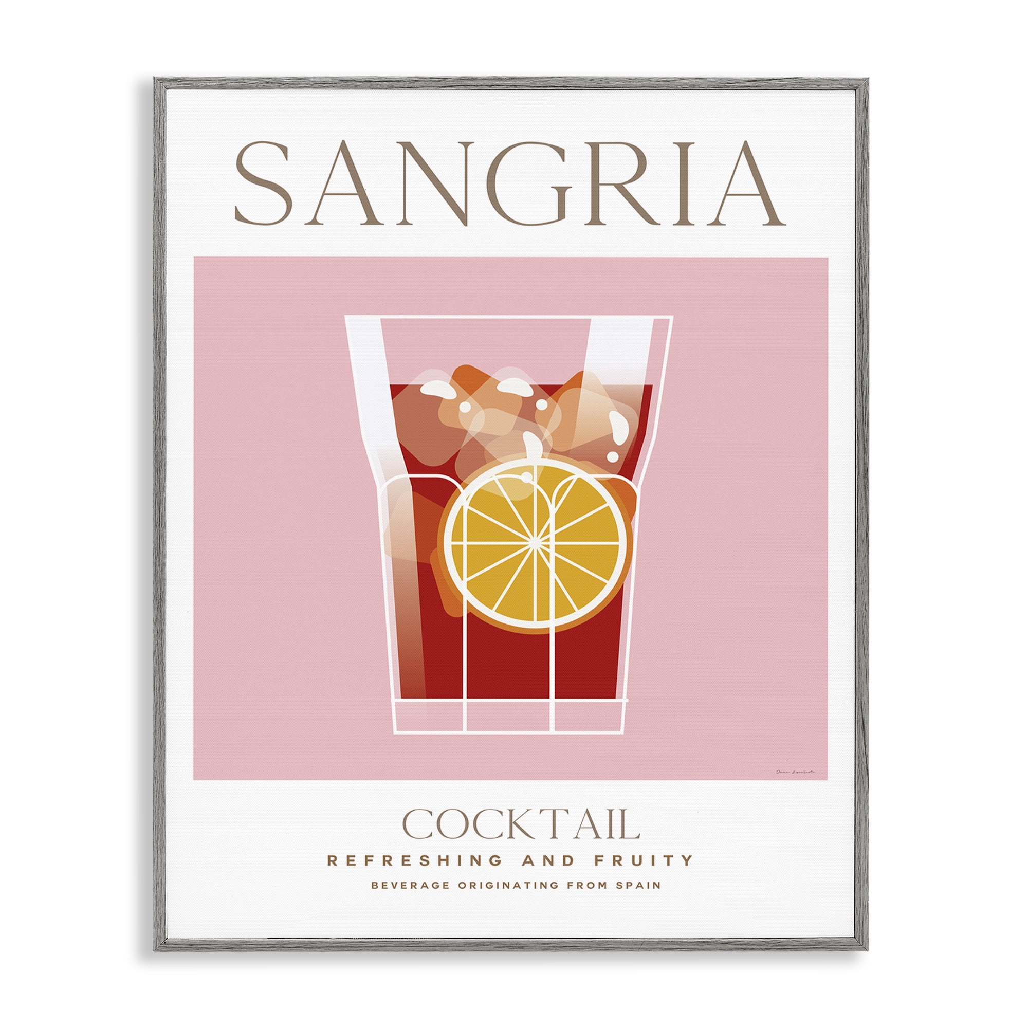 Stupell Industries Chic Minimal Sangria Food & Beverage Painting Gray Framed Art Print Wall Art, 11 x 14