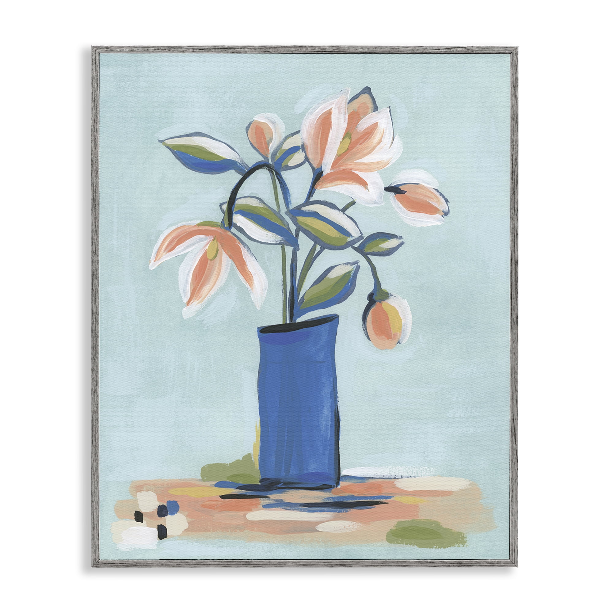 Stupell Industries Chic Modern Bouquet Plants & Flowers Painting Gray Framed Art Print Wall Art, 16 x 20