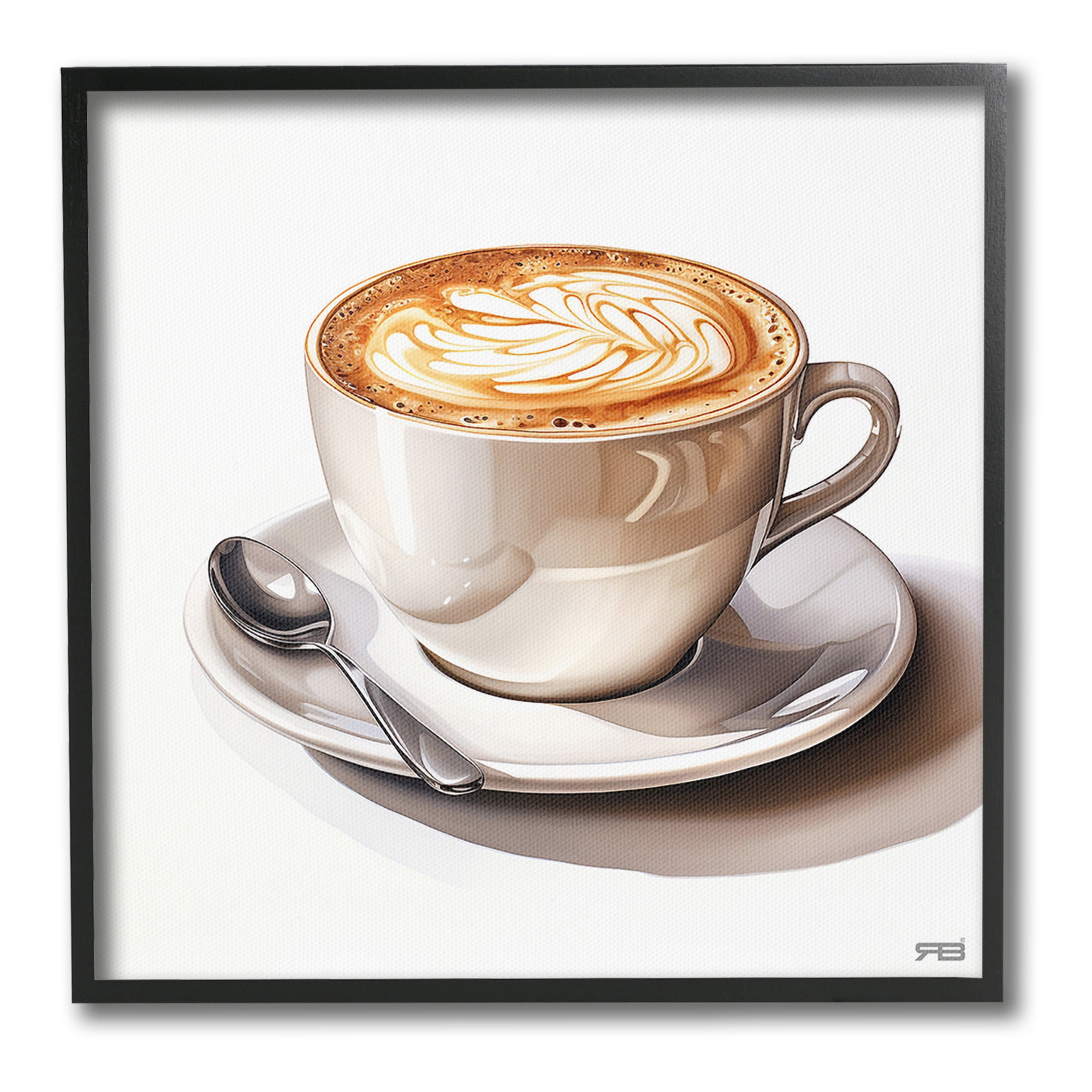 Stupell Industries Chic Modern Cappuccino Food & Beverage Painting Black Framed Art Print Wall Art, 17 x 17