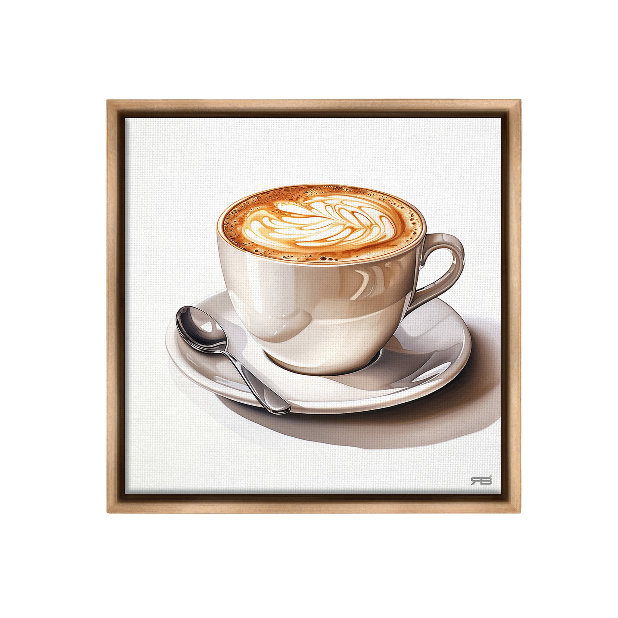 Stupell Industries Chic Modern Cappuccino Food & Beverage Painting Brown Floater Framed Canvas Art Print Wall Art, 18 x 18