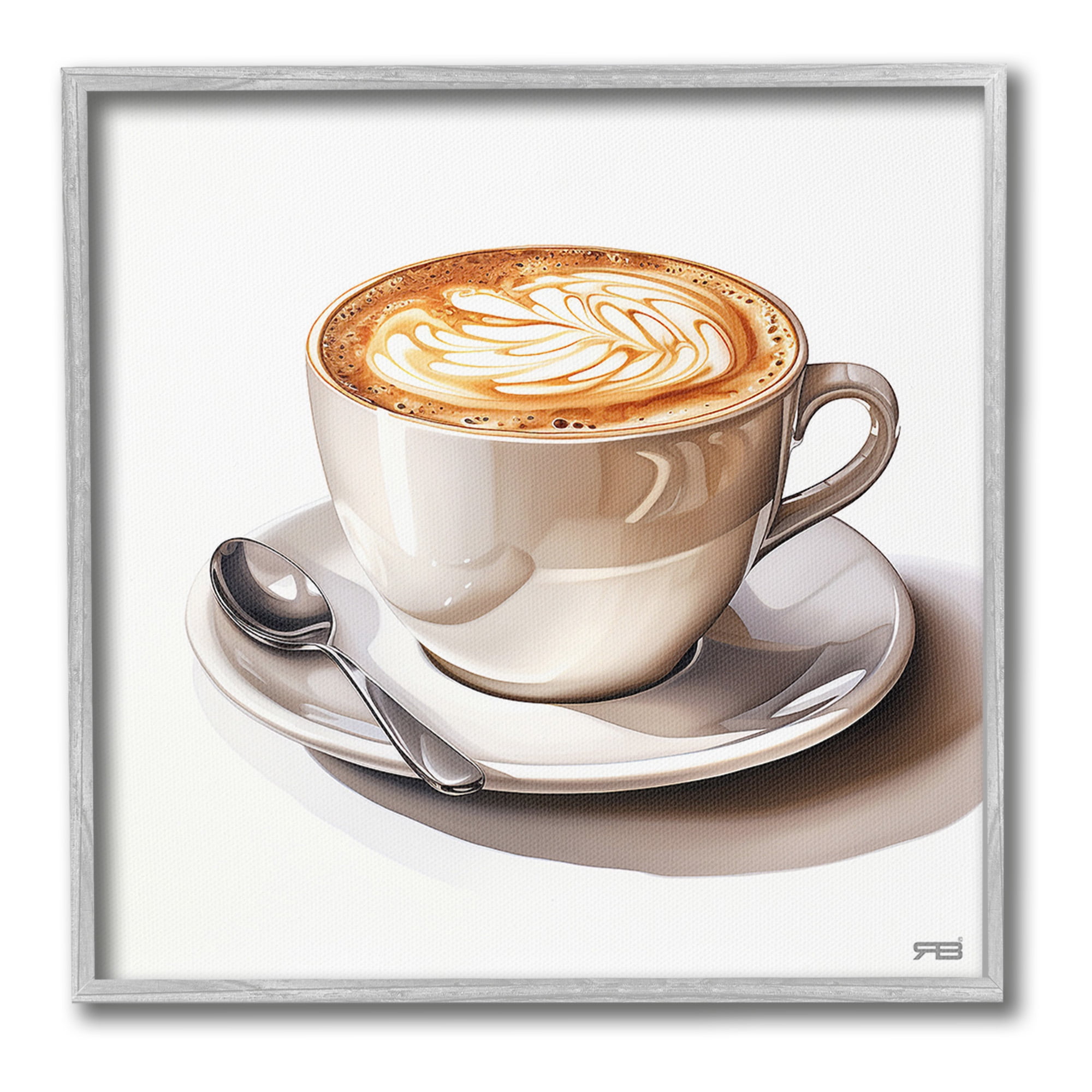 Stupell Industries Chic Modern Cappuccino Food & Beverage Painting Gray Framed Art Print Wall Art, 17 x 17