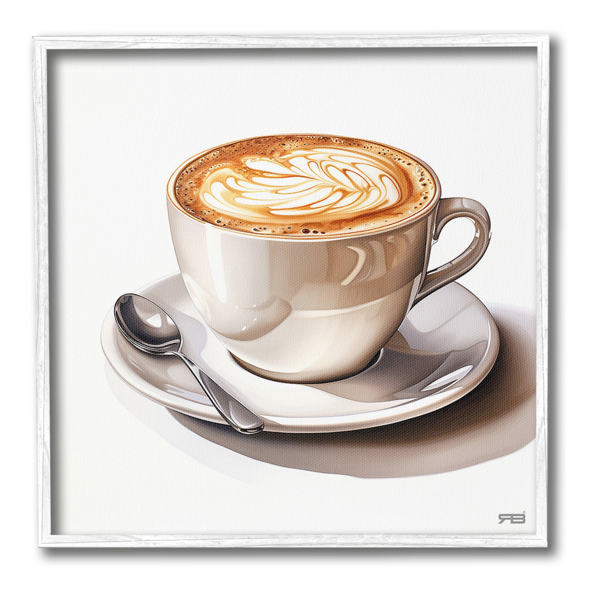 Stupell Industries Chic Modern Cappuccino Food & Beverage Painting White Framed Art Print Wall Art, 17 x 17