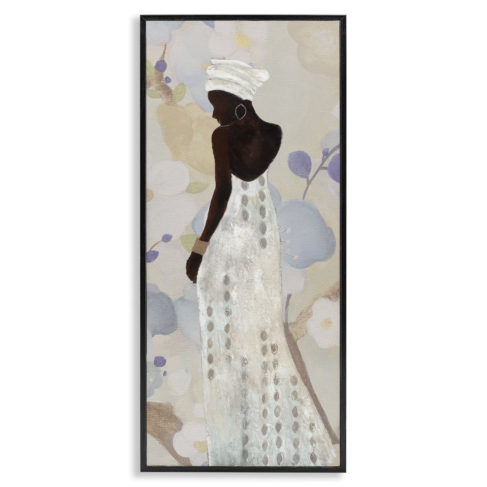 Stupell Industries Chic Natural Hues Woman People Painting Black Framed Art Print Wall Art, 10 x 24