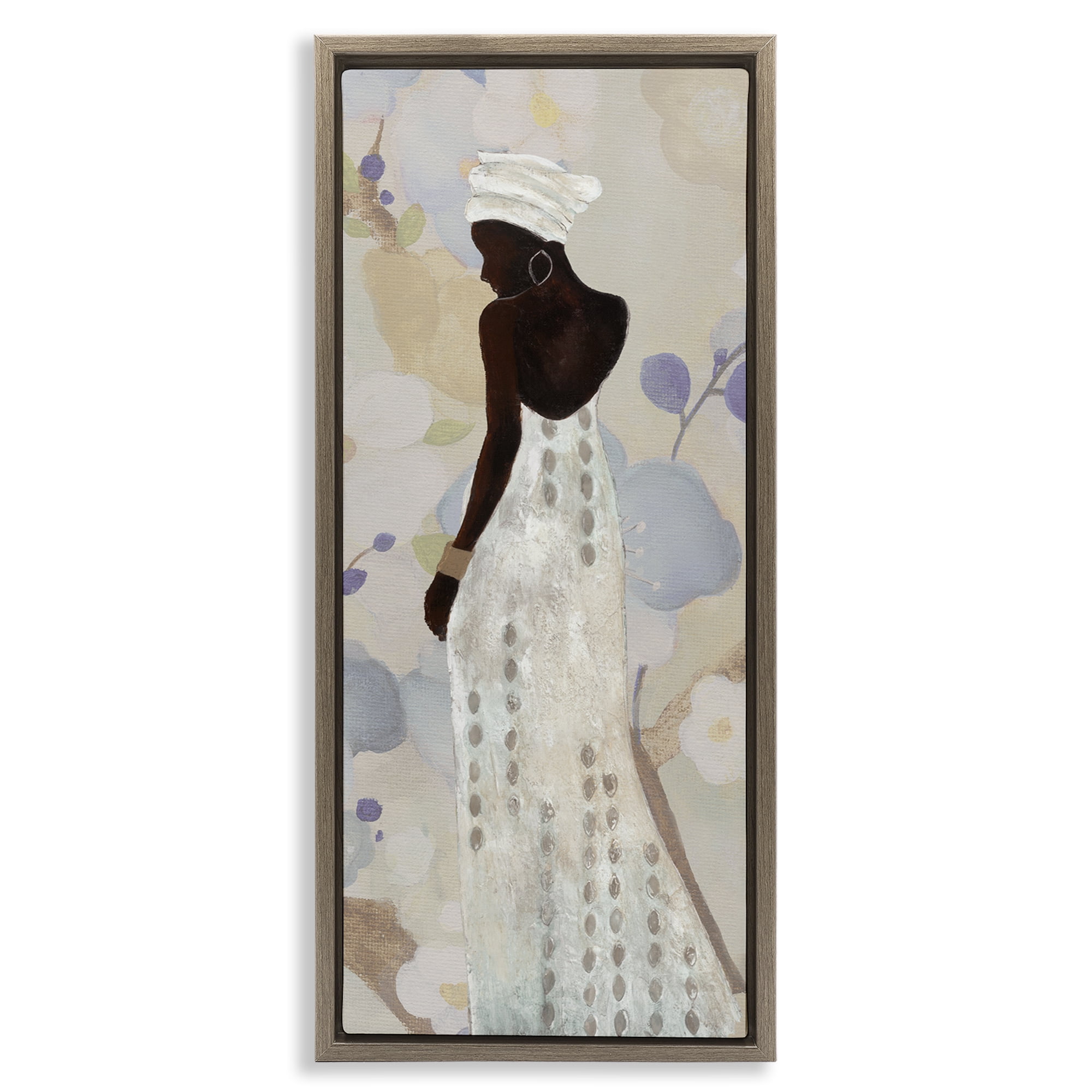 Stupell Industries Chic Natural Hues Woman People Painting Brown Floater Framed Canvas Art Print Wall Art, 11 x 25
