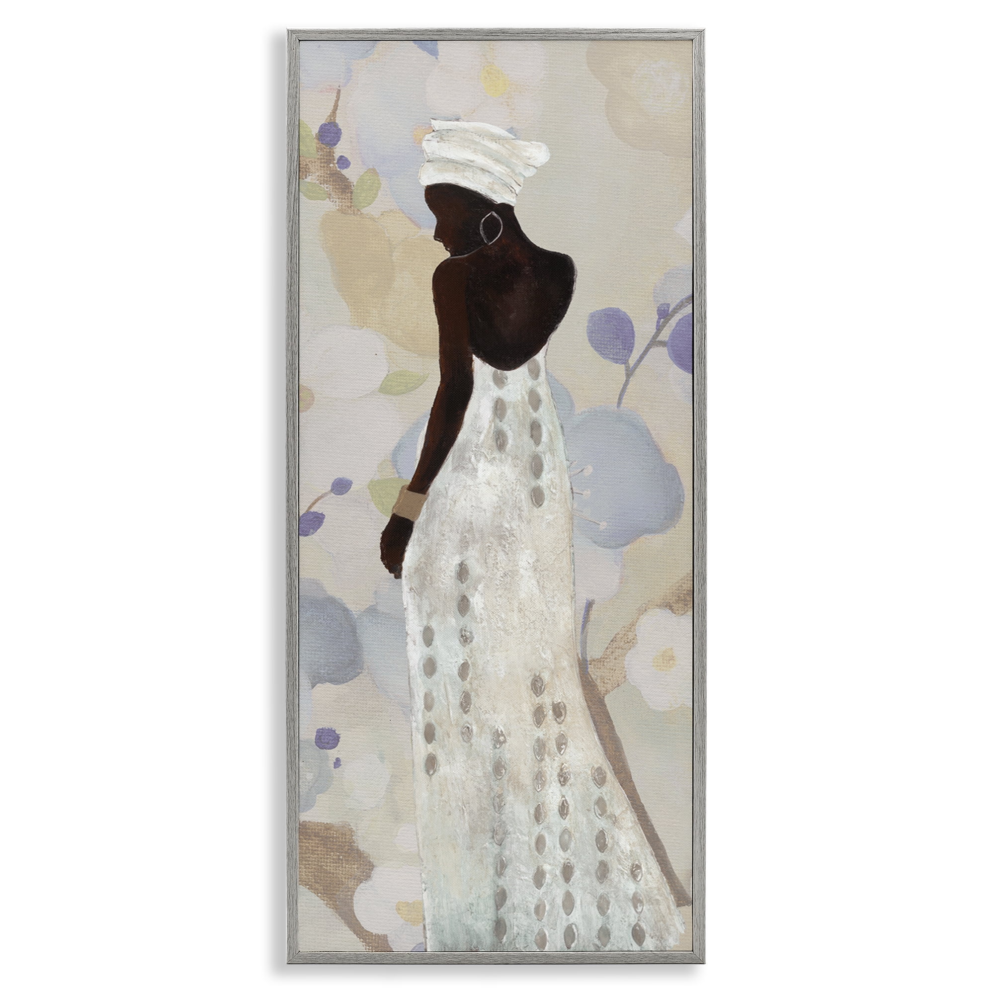 Stupell Industries Chic Natural Hues Woman People Painting Gray Framed Art Print Wall Art, 10 x 24