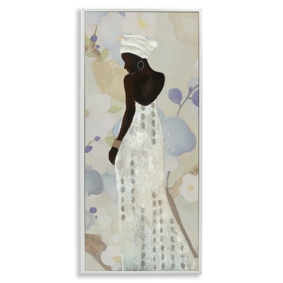 Stupell Industries Chic Natural Hues Woman People Painting White Framed Art Print Wall Art, 13 x 30