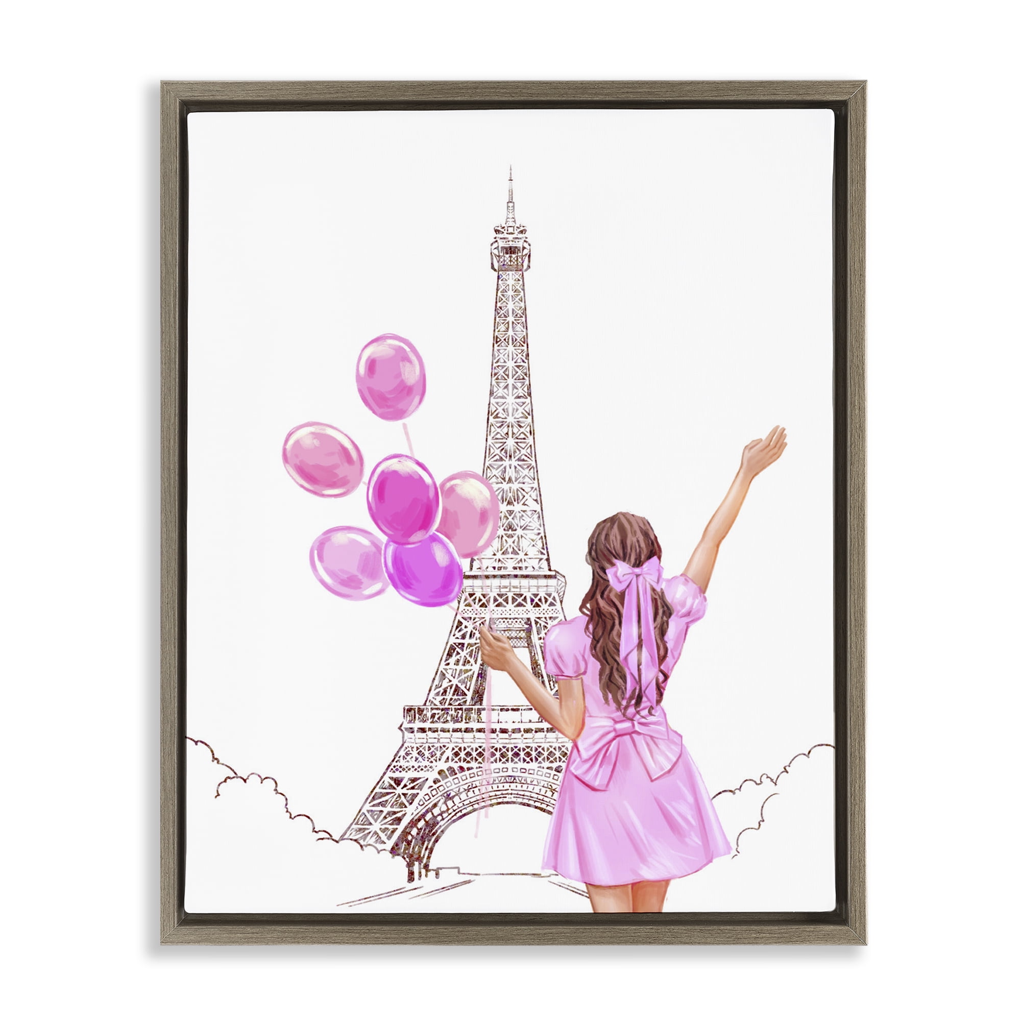 Stupell Industries Chic Paris Celebration Brown Framed Floater Canvas Wall Art, design by Ziwei Li