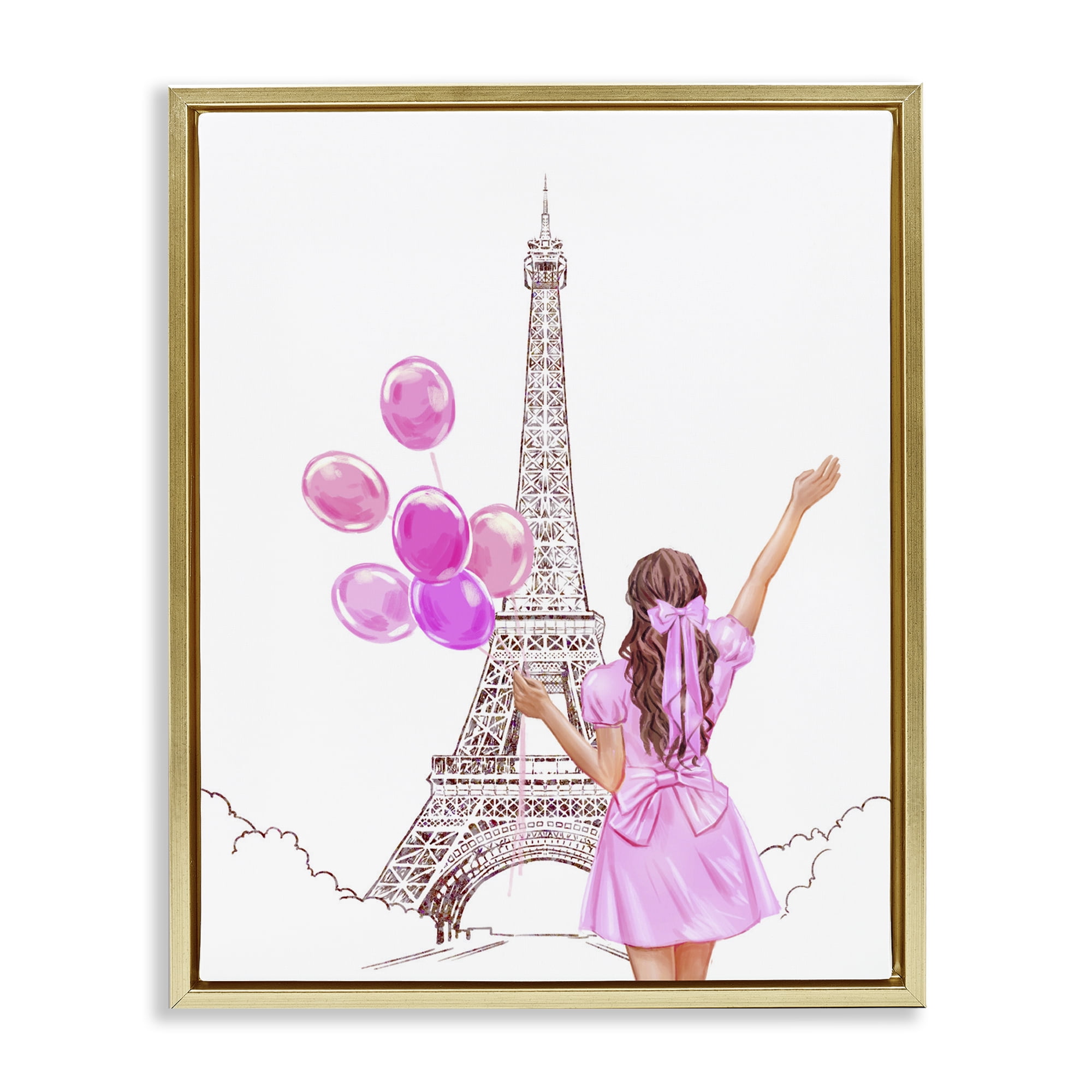 Stupell Industries Chic Paris Celebration Gold Framed Floater Canvas Wall Art, design by Ziwei Li