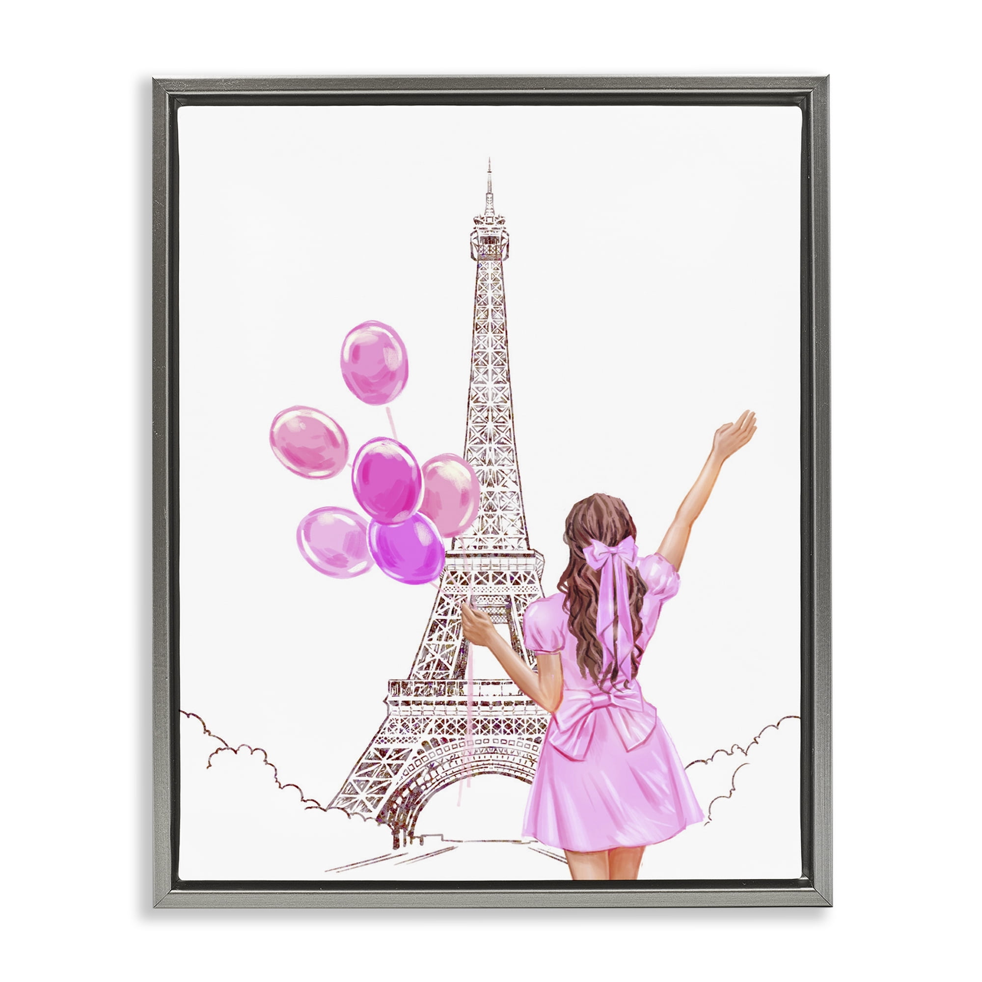 Stupell Industries Chic Paris Celebration Gray Framed Floater Canvas Wall Art, design by Ziwei Li