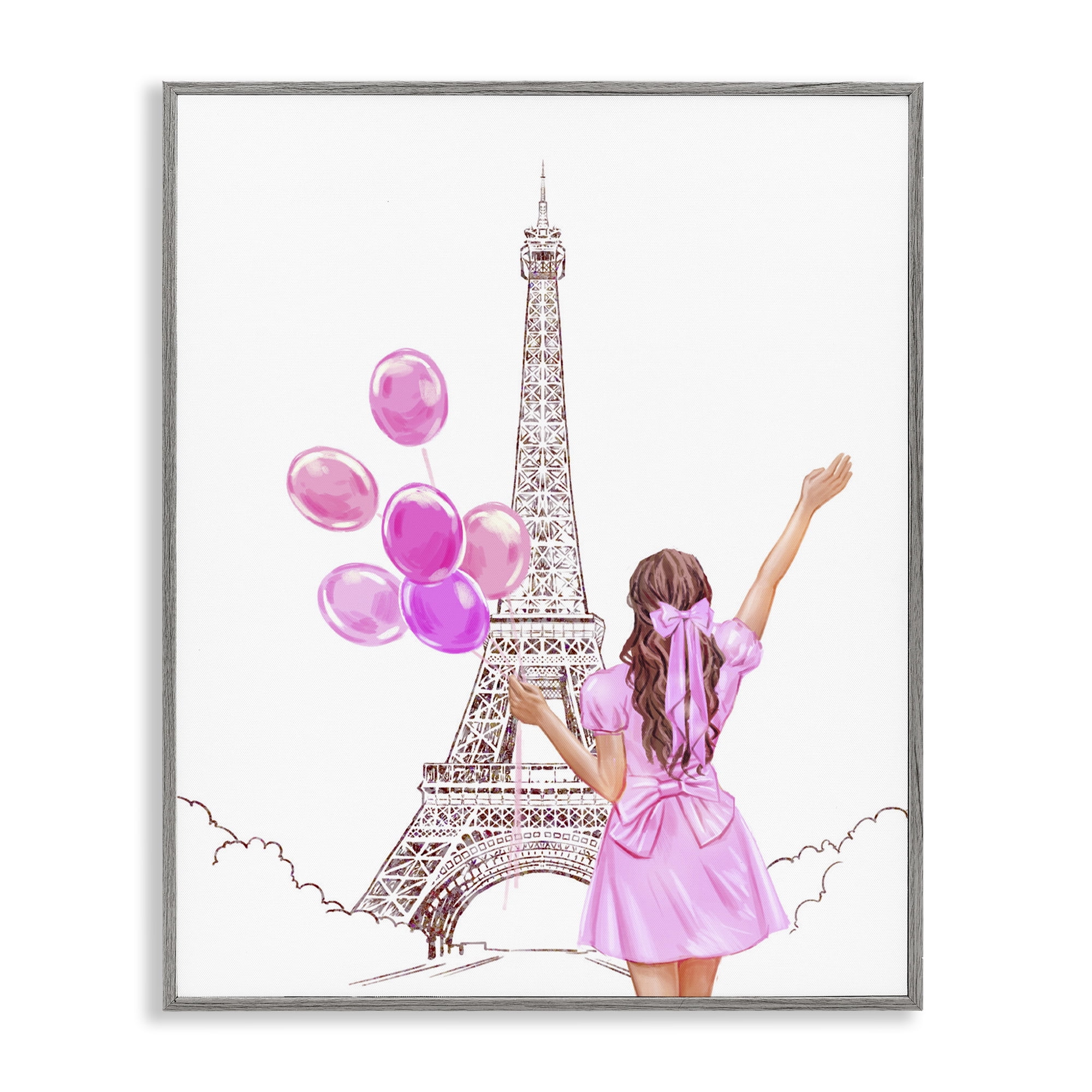 Stupell Industries Chic Paris Celebration Gray Framed Giclee Art, design by Ziwei Li
