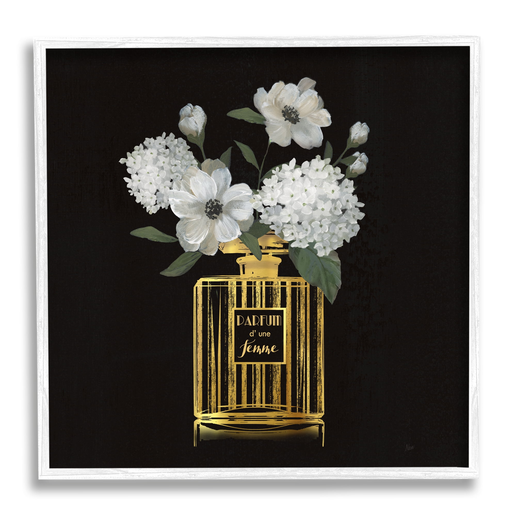 Stupell Industries Chic Perfume Blossoms Botanical & Floral Painting White Framed Art Print Wall Art, 17 x 17