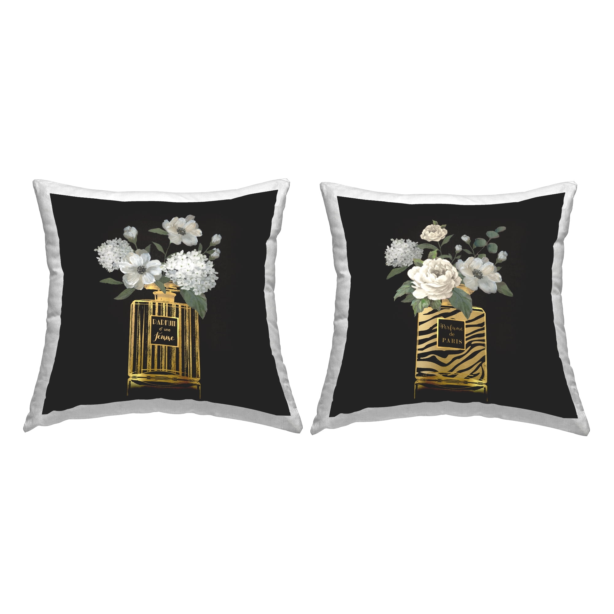Stupell Industries Chic Perfume Bouquets 2 Piece Decorative Printed Throw Pillow Set, 18 x 18