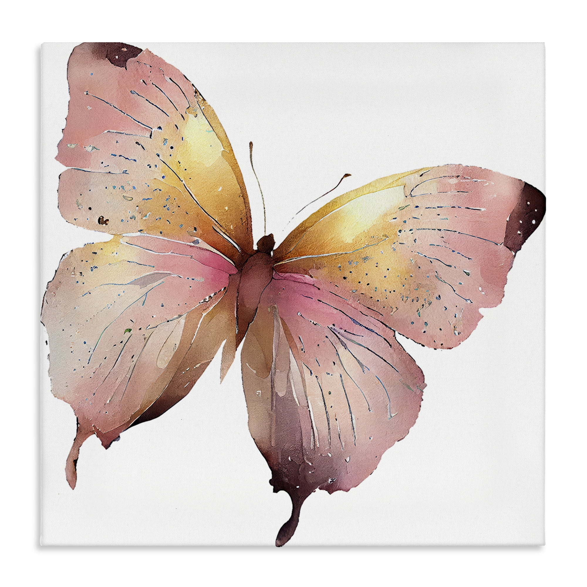 Stupell Industries Chic Pink Butterfly Animals Painting Wrapped Canvas Art Print Wall Art, 24 x 24