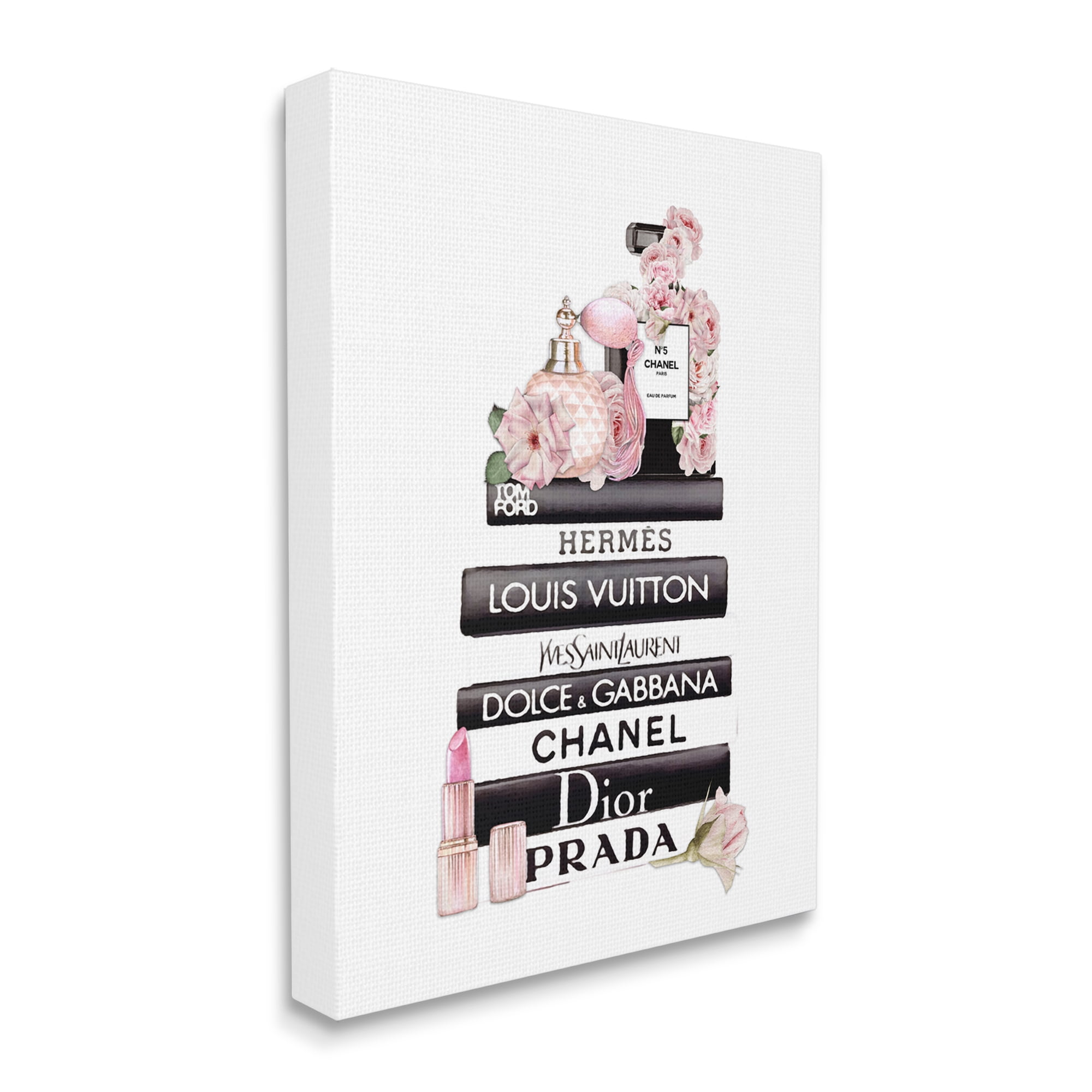 Stupell Industries Chic Pink Toiletry Cosmetics Glam Fashion Books, 30 x 40, Designed by Ros Ruseva