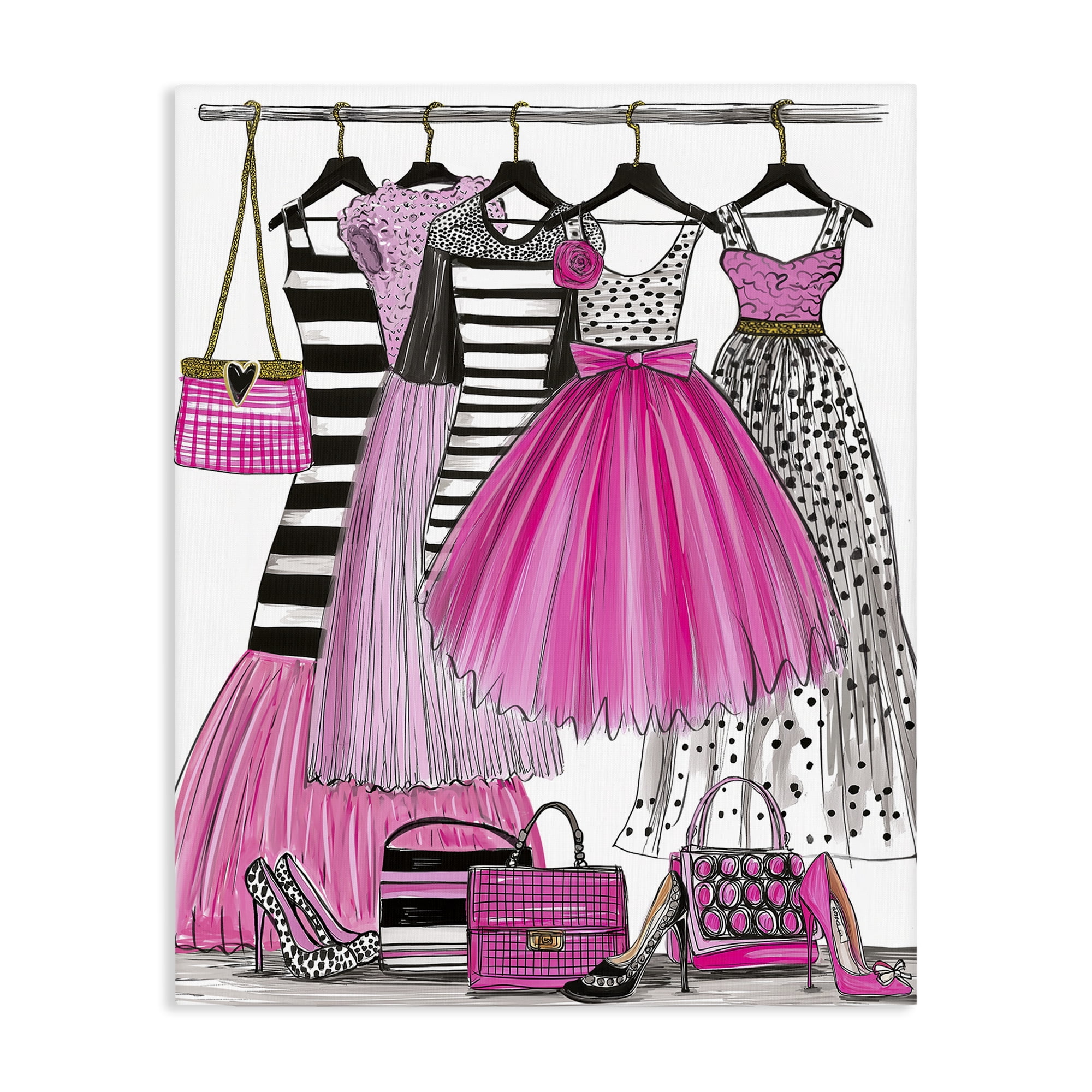 Stupell Industries Chic Pink Tulle Dresses Canvas Wall Art, design by Jess Stempel